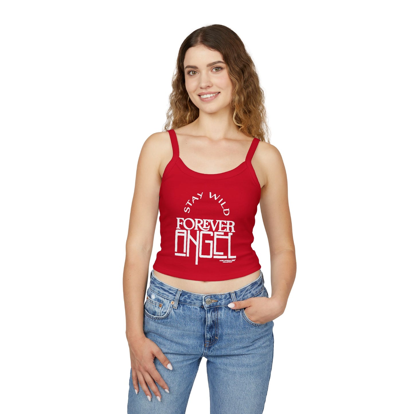 Stay Wild Forever Angel by Mark Anthony Gable Collection Women's Spaghetti Strap Tank Top