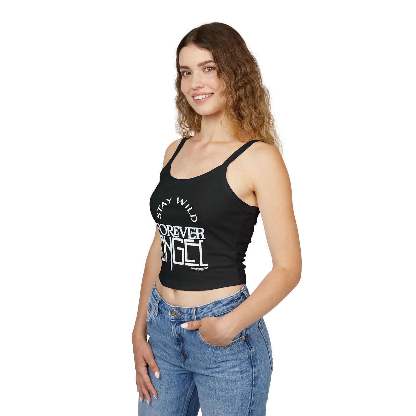Stay Wild Forever Angel by Mark Anthony Gable Collection Women's Spaghetti Strap Tank Top