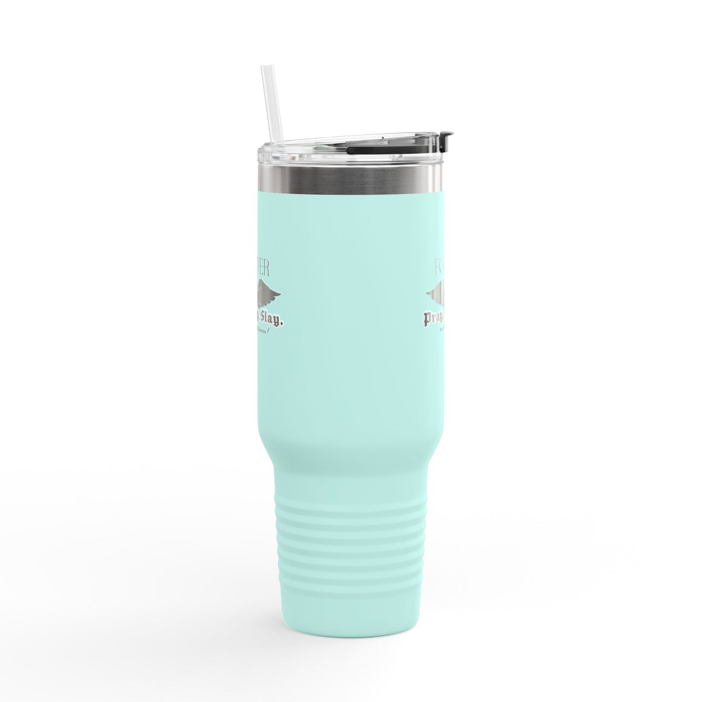 PRAY. SIP. SLAY. Black Font Edition by Mark Anthony Gable® Collection Forever Angel® Insulated Travel Mug, 40oz