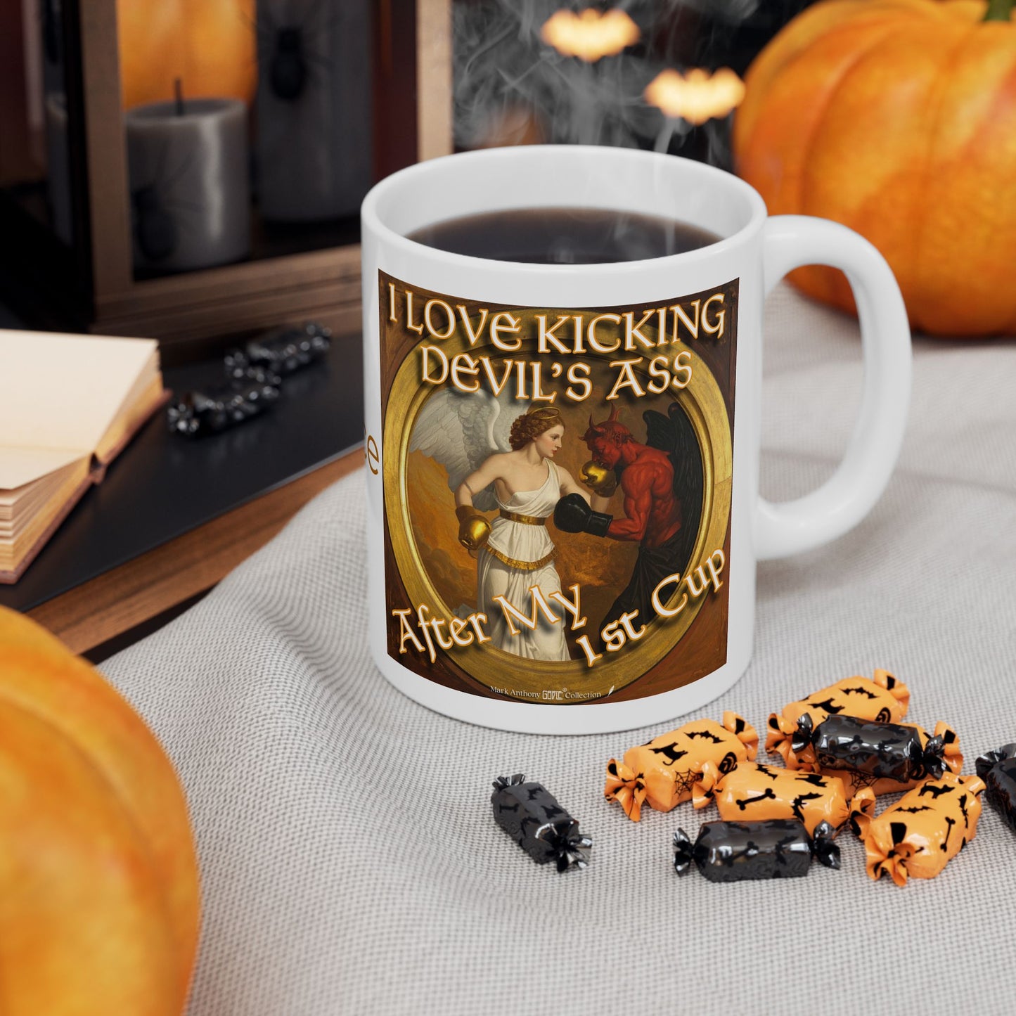 Personalized I Love Kicking Devil’s Ass After My 1st Cup Coffee Mug | Custom Name | Mark Anthony Gable® Collection 11oz