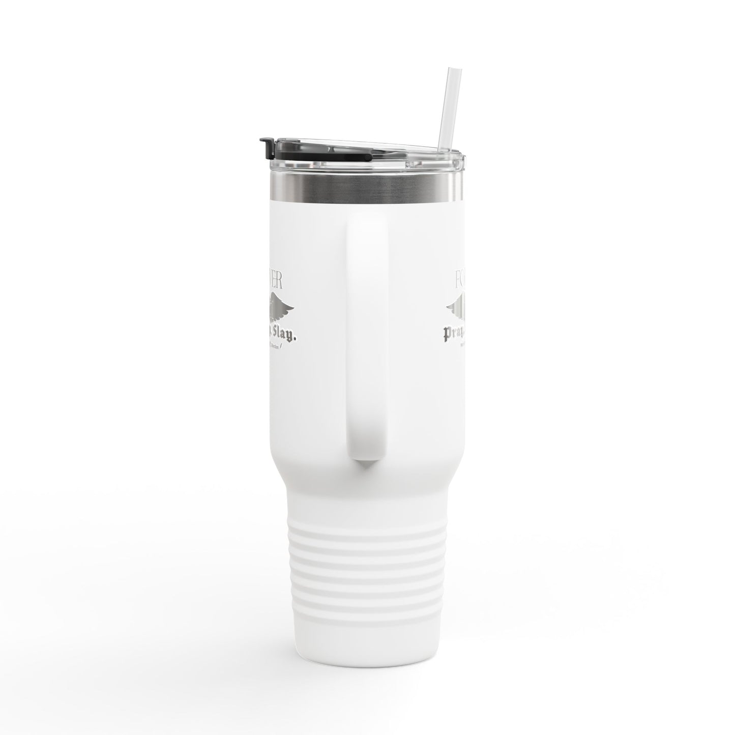 PRAY. SIP. SLAY. Black Font Edition by Mark Anthony Gable® Collection Forever Angel® Insulated Travel Mug, 40oz