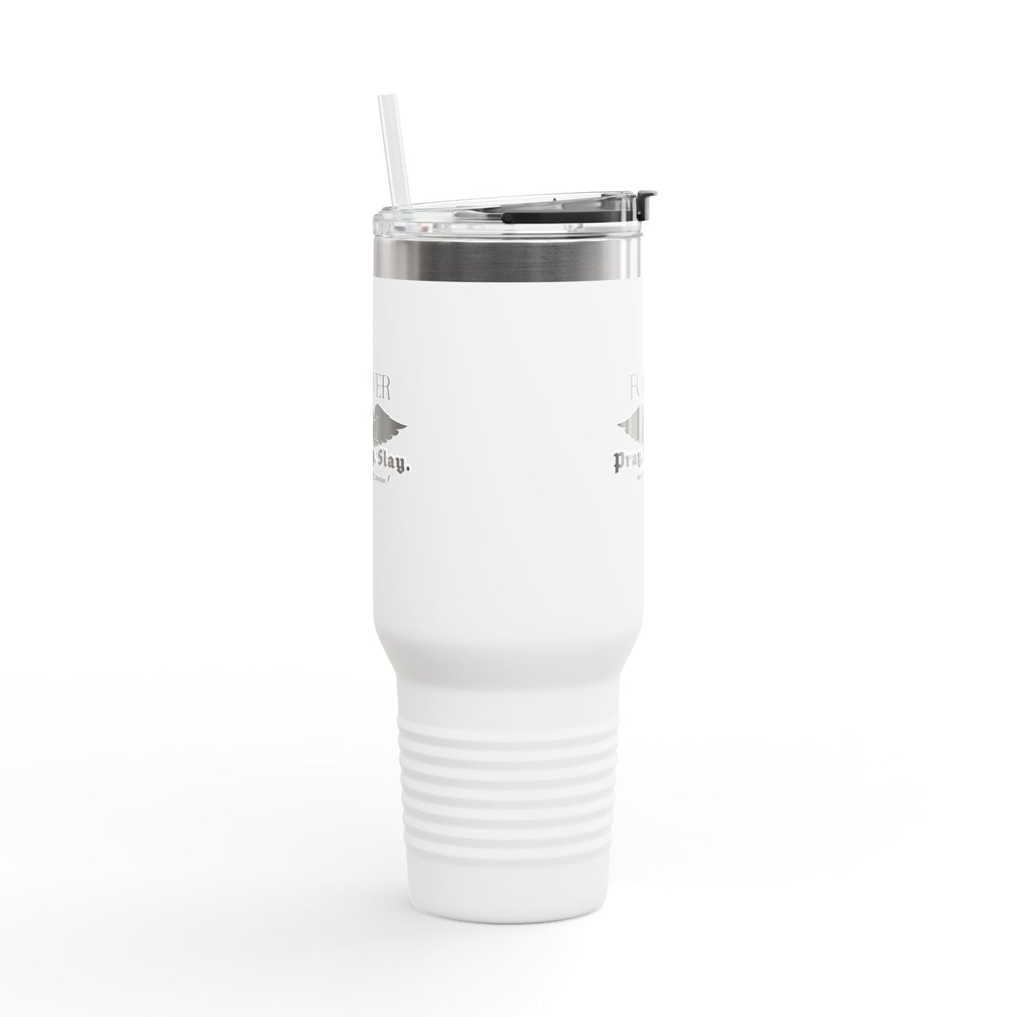 PRAY. SIP. SLAY. Black Font Edition by Mark Anthony Gable® Collection Forever Angel® Insulated Travel Mug, 40oz