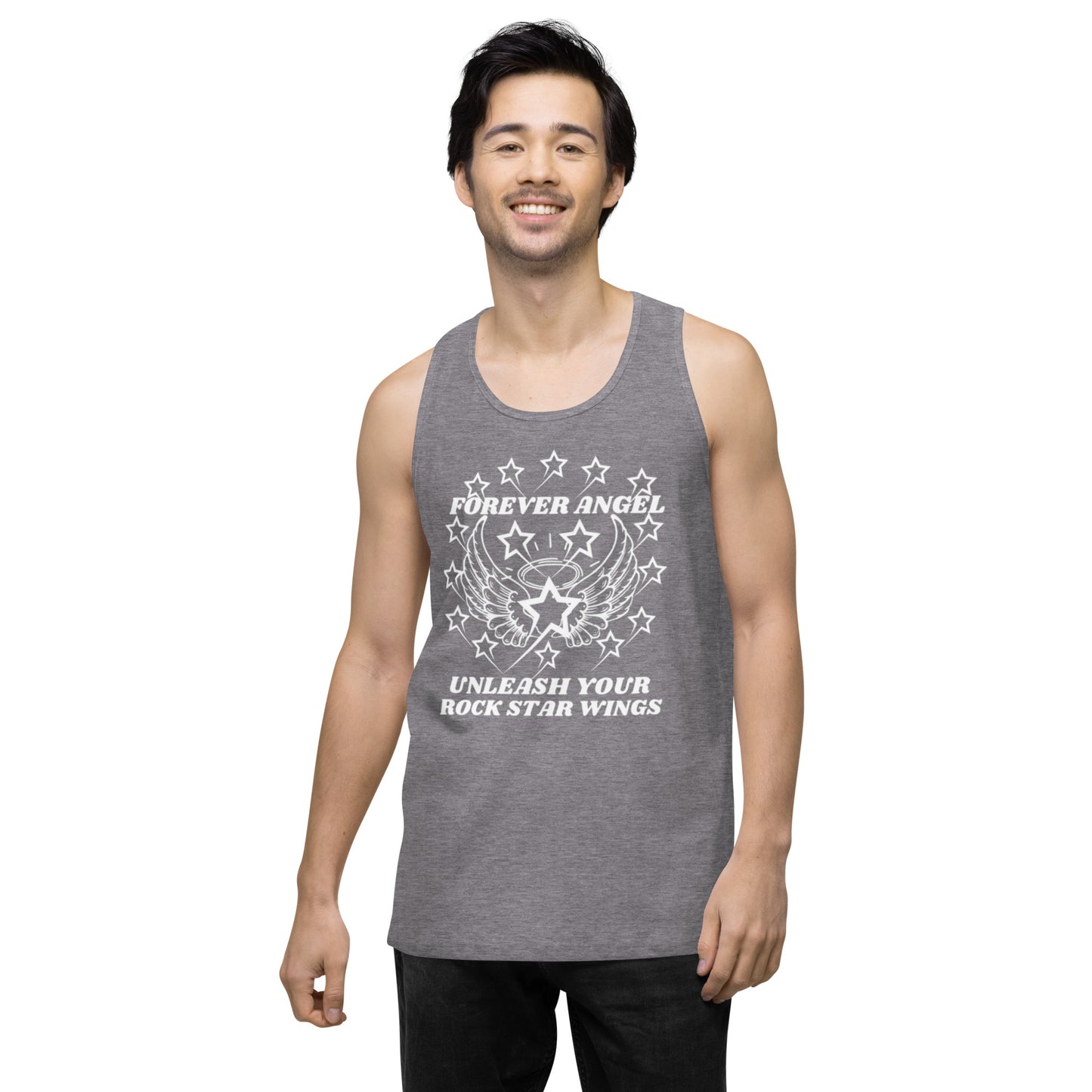 Men’s premium tank top FOREVER ANGEL UNLEASH YOUR ROCK STAR WINGS by "Mark Anthony Gable Collection-FOREVER ANGEL"
