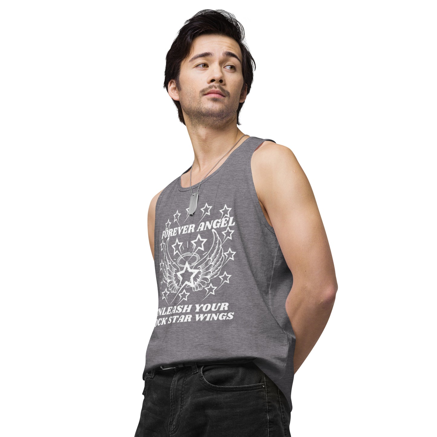 Men’s premium tank top FOREVER ANGEL UNLEASH YOUR ROCK STAR WINGS by "Mark Anthony Gable Collection-FOREVER ANGEL"