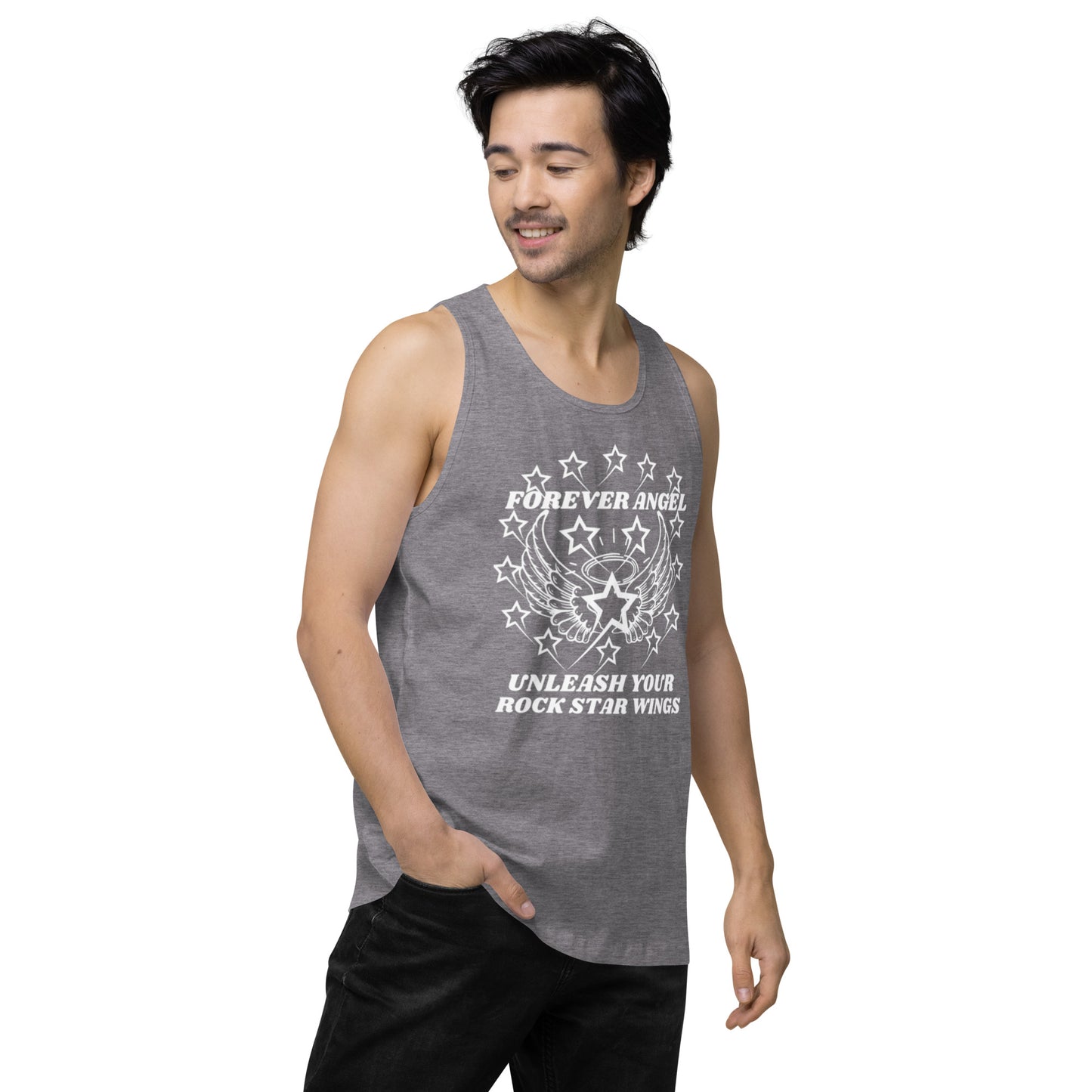 Men’s premium tank top FOREVER ANGEL UNLEASH YOUR ROCK STAR WINGS by "Mark Anthony Gable Collection-FOREVER ANGEL"