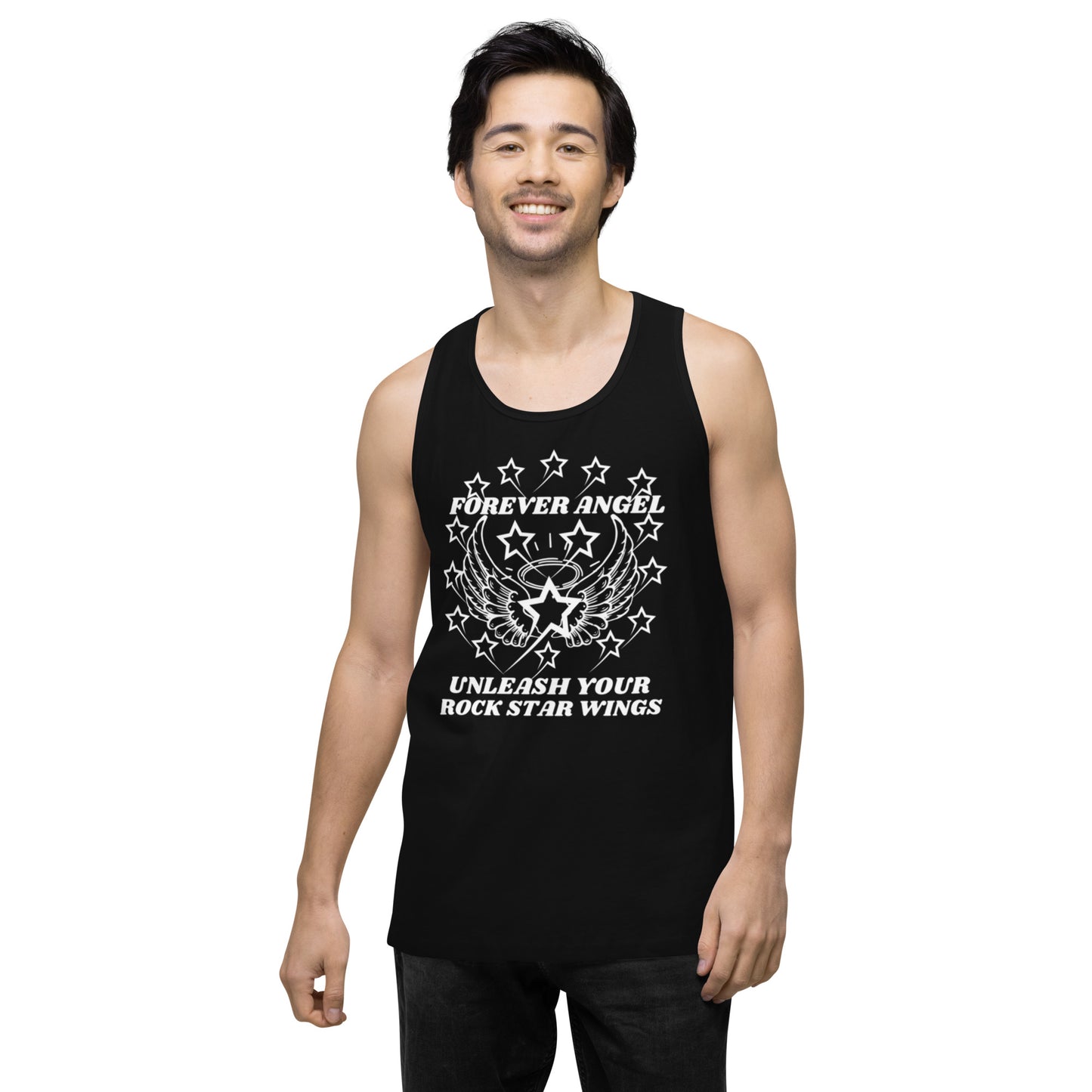 Men’s premium tank top FOREVER ANGEL UNLEASH YOUR ROCK STAR WINGS by "Mark Anthony Gable Collection-FOREVER ANGEL"
