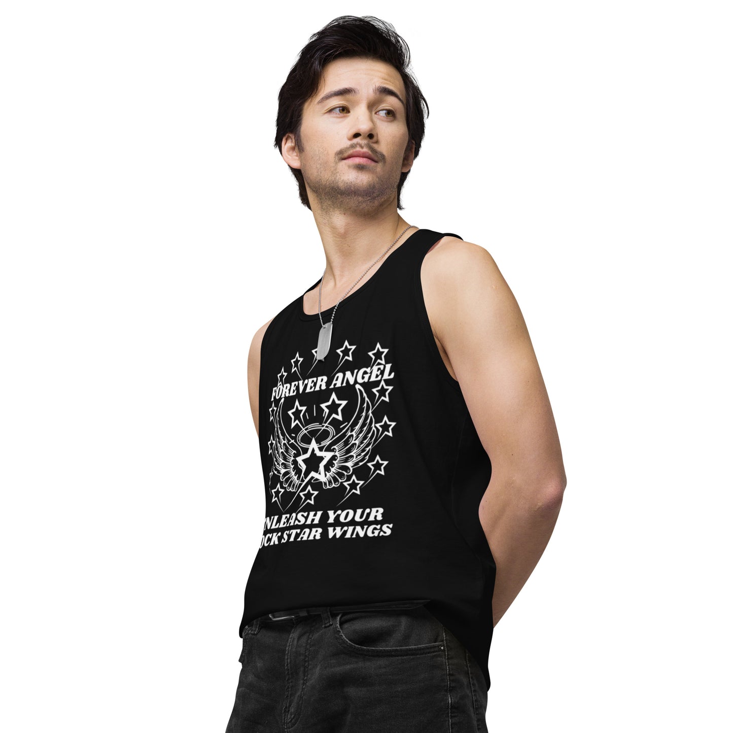 Men’s premium tank top FOREVER ANGEL UNLEASH YOUR ROCK STAR WINGS by "Mark Anthony Gable Collection-FOREVER ANGEL"
