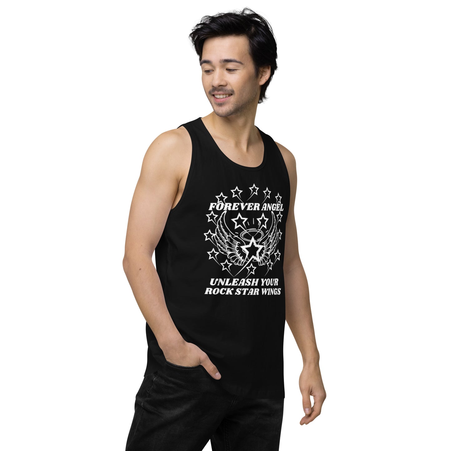 Men’s premium tank top FOREVER ANGEL UNLEASH YOUR ROCK STAR WINGS by "Mark Anthony Gable Collection-FOREVER ANGEL"