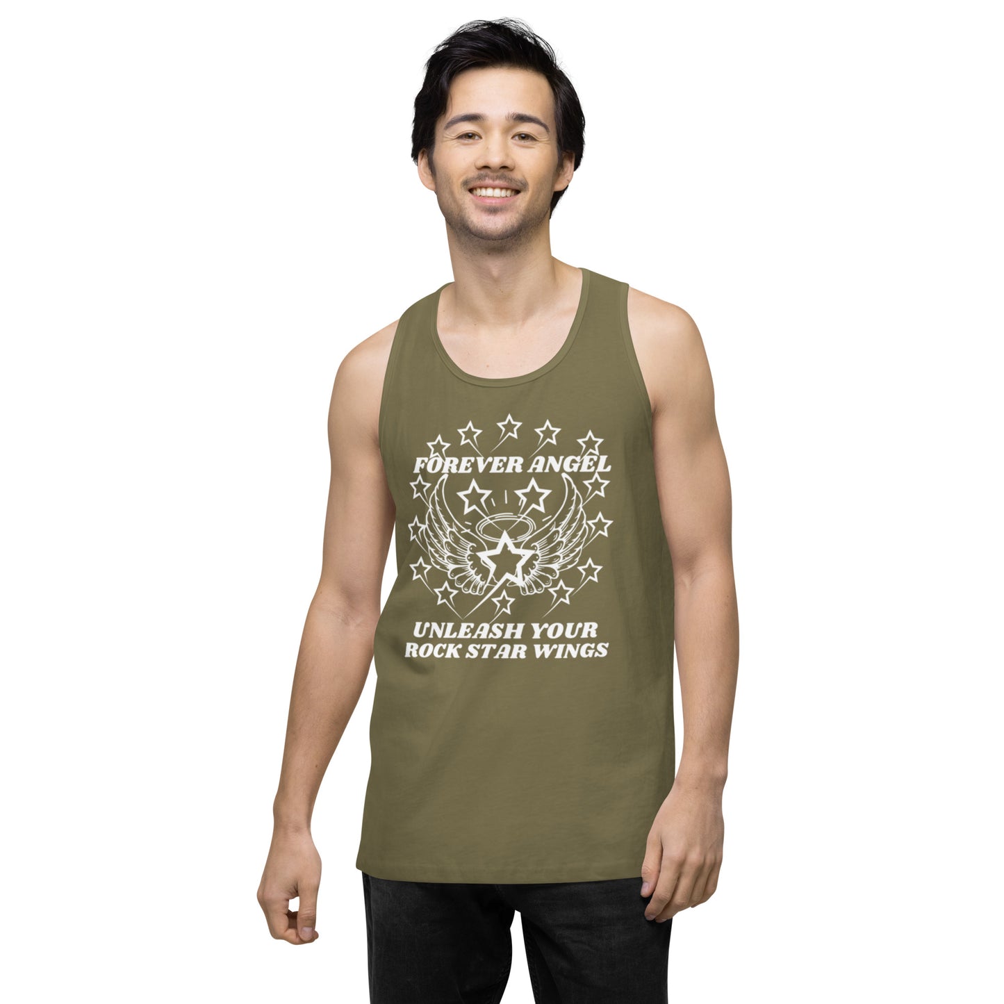 Men’s premium tank top FOREVER ANGEL UNLEASH YOUR ROCK STAR WINGS by "Mark Anthony Gable Collection-FOREVER ANGEL"