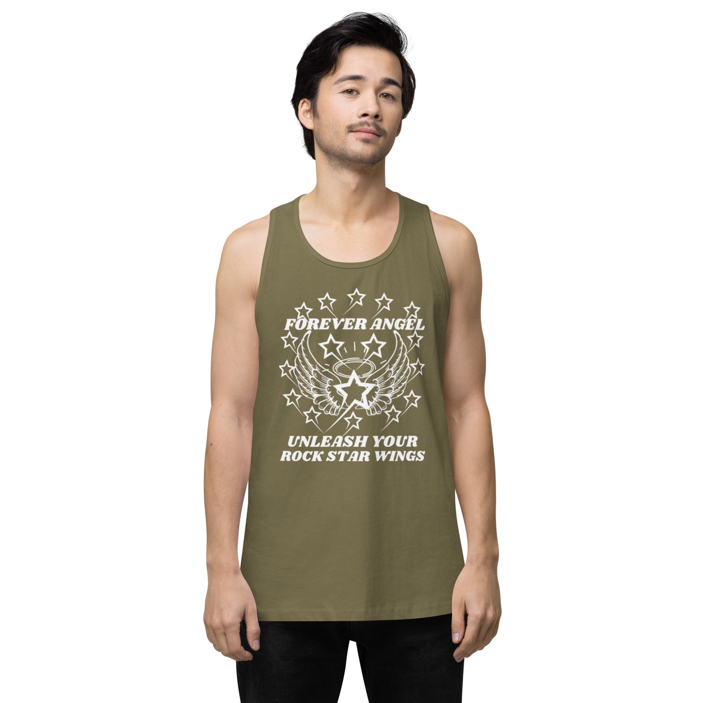 Men’s premium tank top FOREVER ANGEL UNLEASH YOUR ROCK STAR WINGS by "Mark Anthony Gable Collection-FOREVER ANGEL"