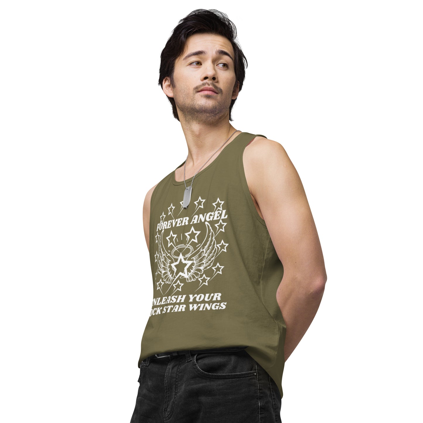 Men’s premium tank top FOREVER ANGEL UNLEASH YOUR ROCK STAR WINGS by "Mark Anthony Gable Collection-FOREVER ANGEL"