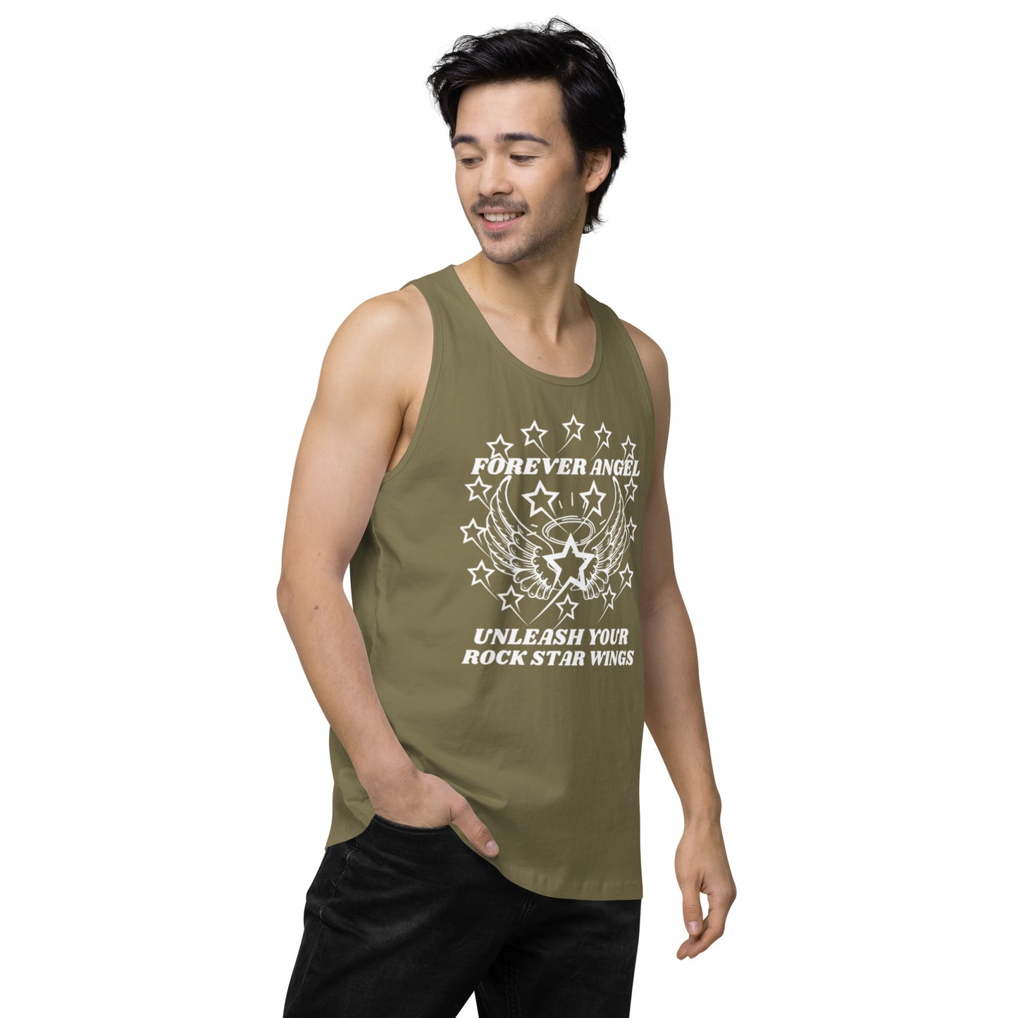 Men’s premium tank top FOREVER ANGEL UNLEASH YOUR ROCK STAR WINGS by "Mark Anthony Gable Collection-FOREVER ANGEL"