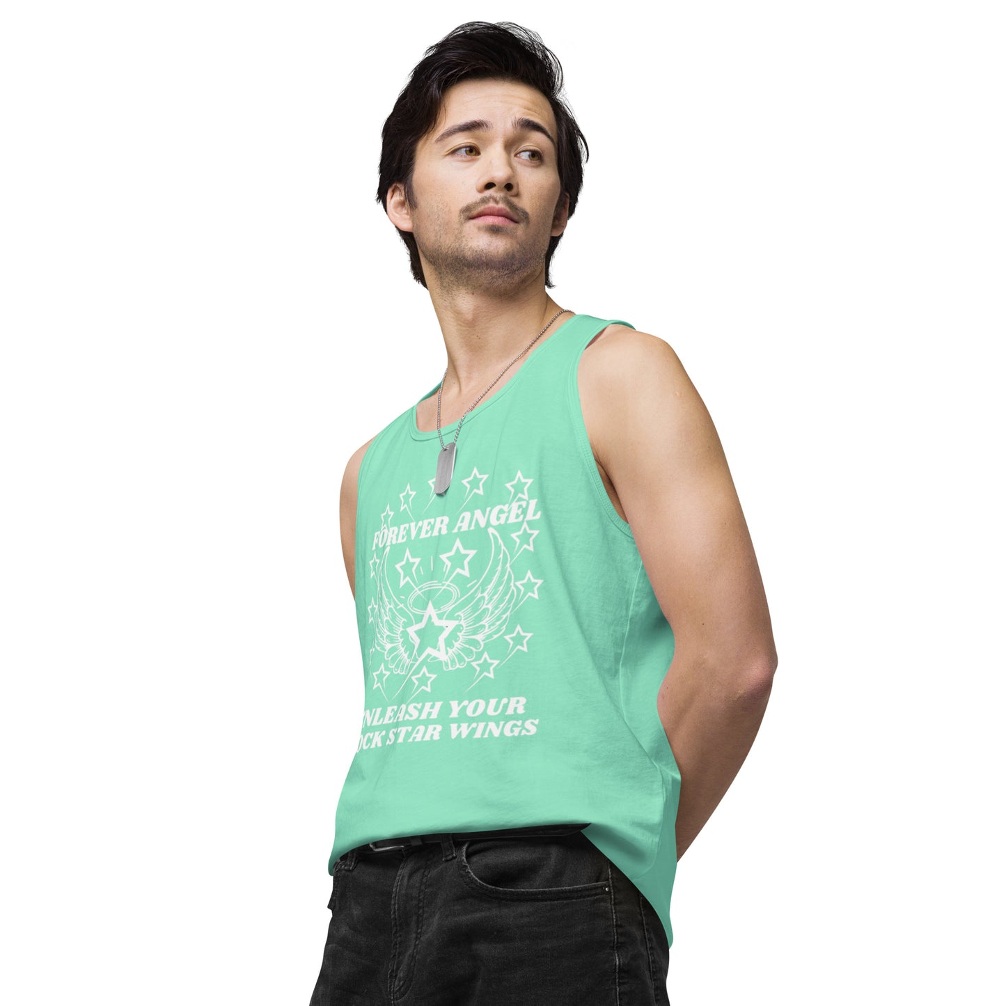 Men’s premium tank top FOREVER ANGEL UNLEASH YOUR ROCK STAR WINGS by "Mark Anthony Gable Collection-FOREVER ANGEL"