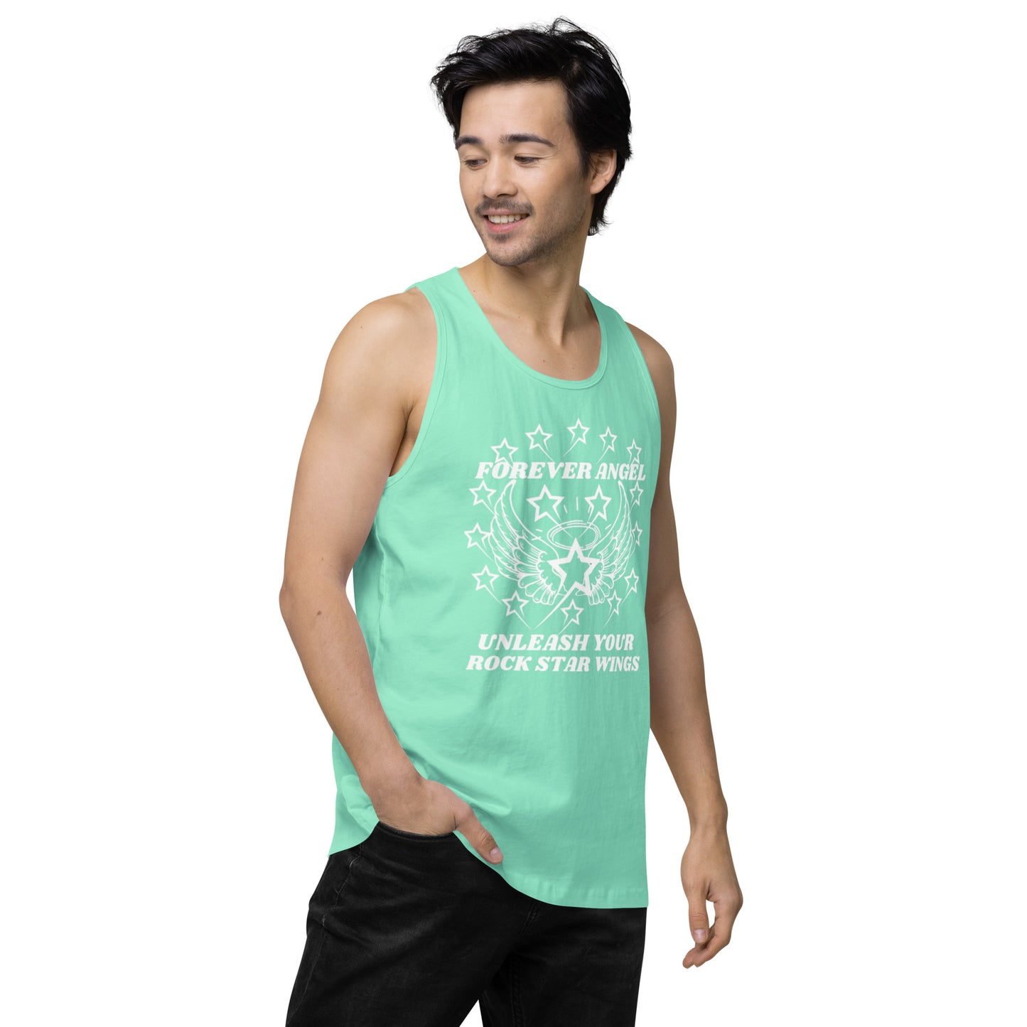 Men’s premium tank top FOREVER ANGEL UNLEASH YOUR ROCK STAR WINGS by "Mark Anthony Gable Collection-FOREVER ANGEL"