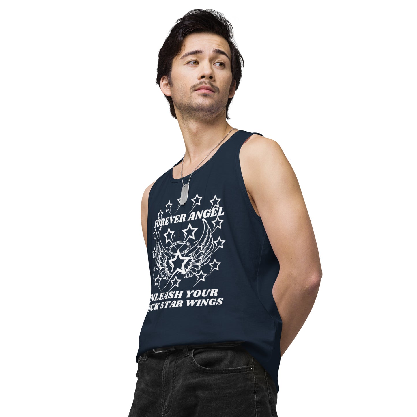 Men’s premium tank top FOREVER ANGEL UNLEASH YOUR ROCK STAR WINGS by "Mark Anthony Gable Collection-FOREVER ANGEL"