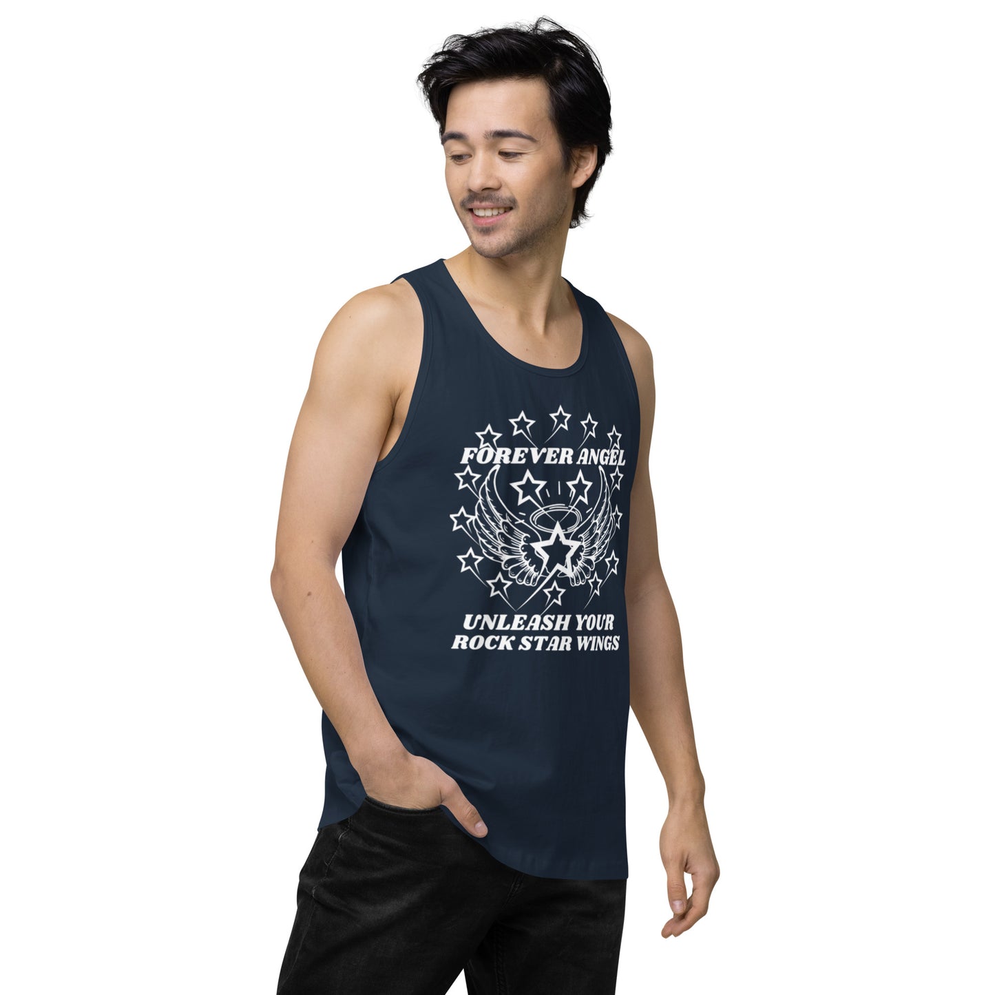 Men’s premium tank top FOREVER ANGEL UNLEASH YOUR ROCK STAR WINGS by "Mark Anthony Gable Collection-FOREVER ANGEL"