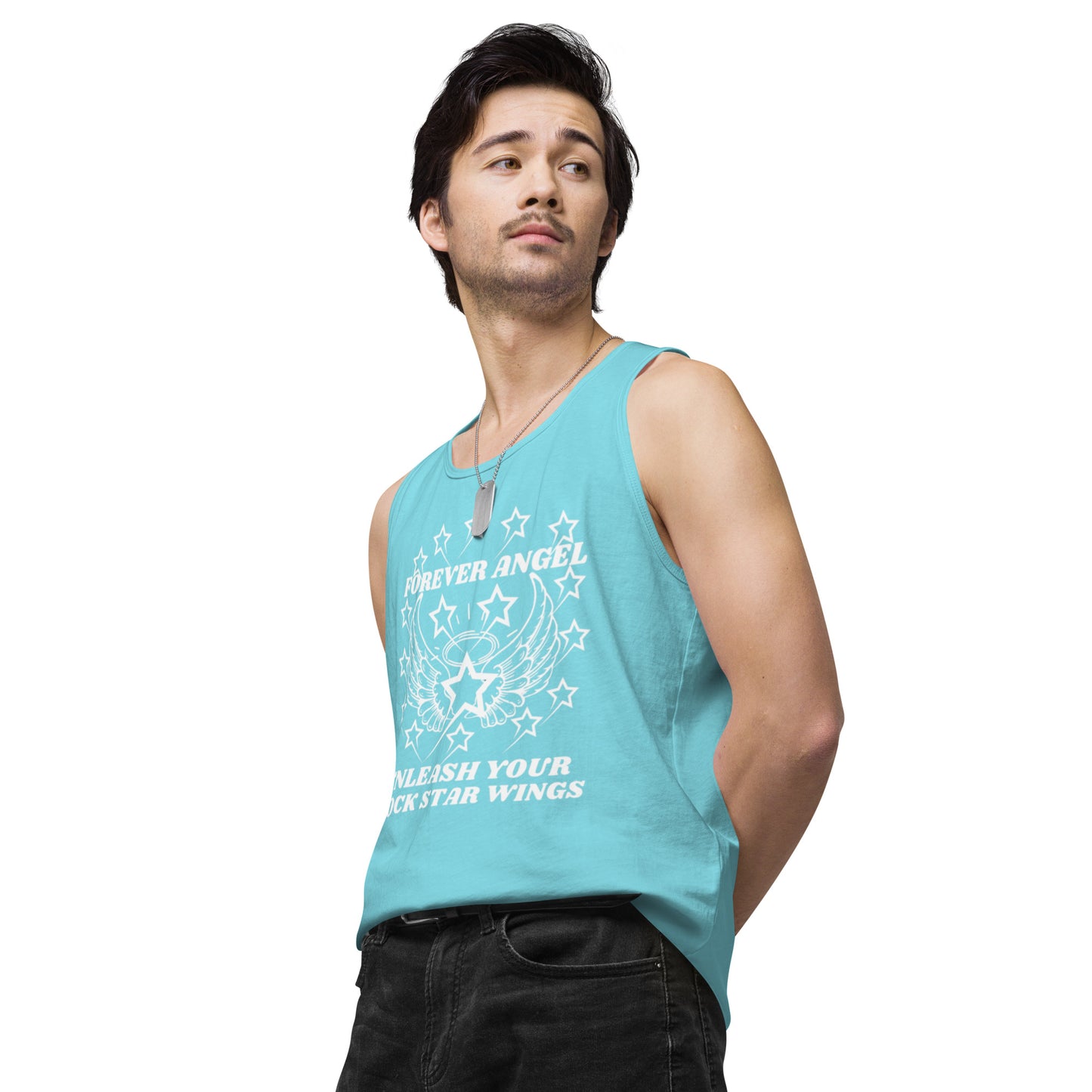 Men’s premium tank top FOREVER ANGEL UNLEASH YOUR ROCK STAR WINGS by "Mark Anthony Gable Collection-FOREVER ANGEL"