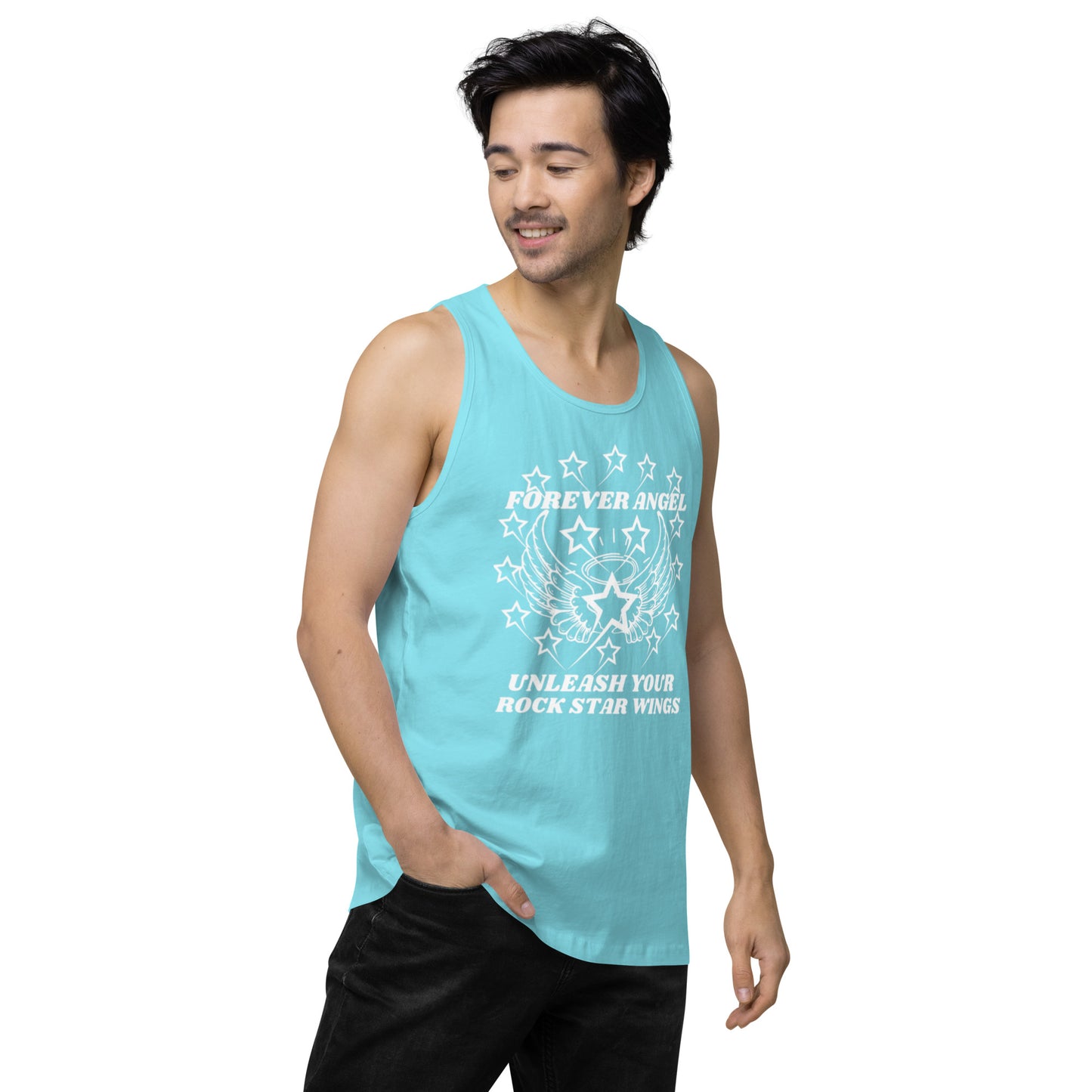 Men’s premium tank top FOREVER ANGEL UNLEASH YOUR ROCK STAR WINGS by "Mark Anthony Gable Collection-FOREVER ANGEL"