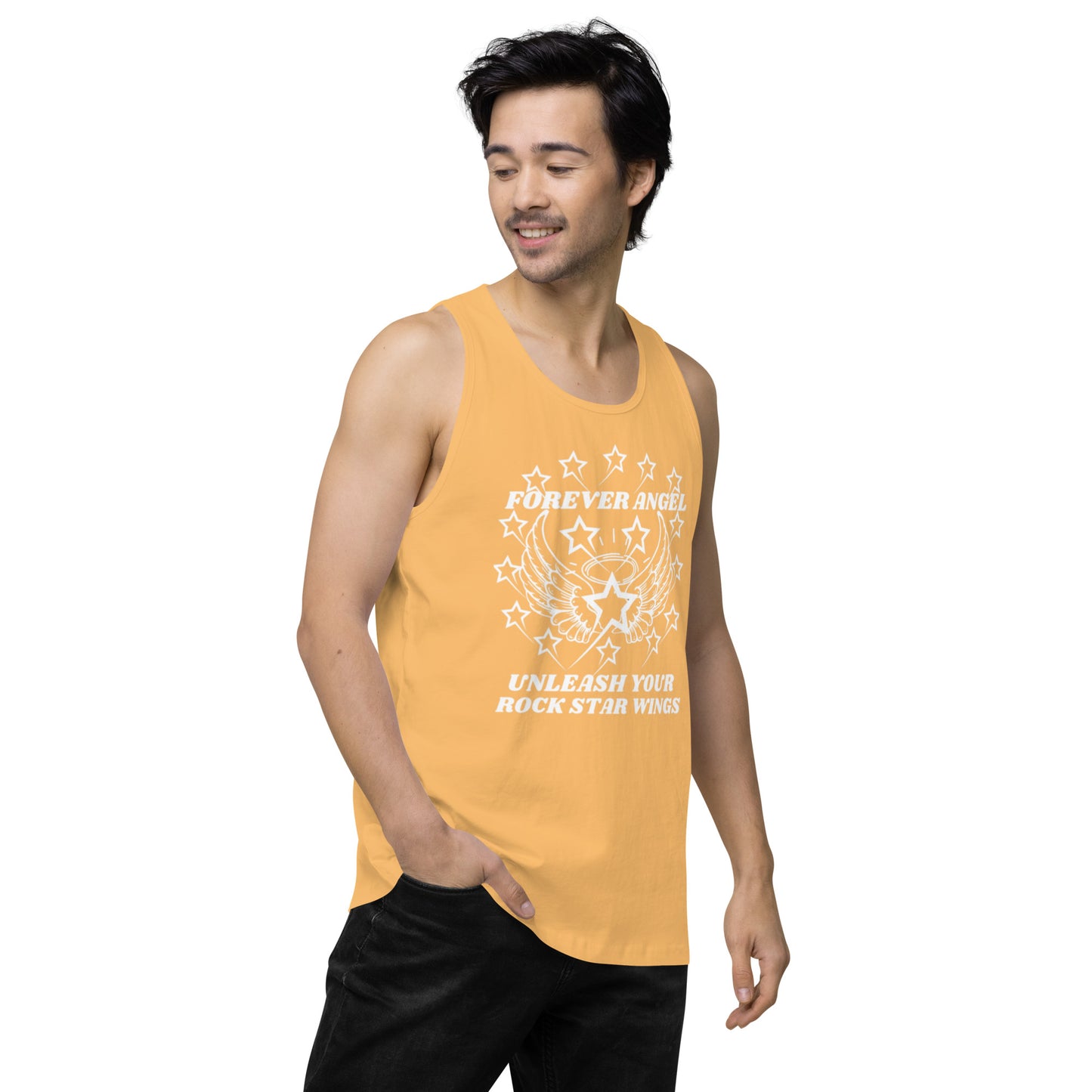Men’s premium tank top FOREVER ANGEL UNLEASH YOUR ROCK STAR WINGS by "Mark Anthony Gable Collection-FOREVER ANGEL"