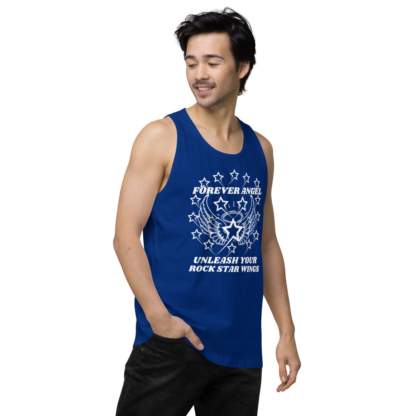 Men’s premium tank top FOREVER ANGEL UNLEASH YOUR ROCK STAR WINGS by "Mark Anthony Gable Collection-FOREVER ANGEL"