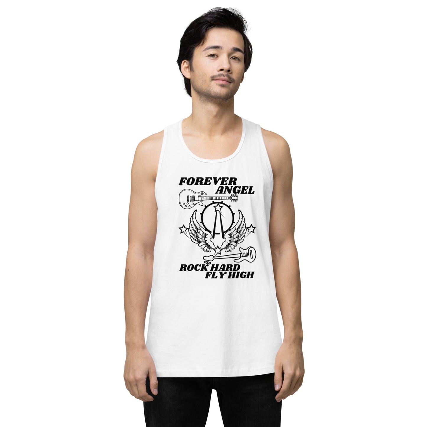 Men’s premium tank top FORVER ANGEL ROCK HARD FLY HIGH by "Mark Anthony Gable Collection-FOREVER ANGEL"
