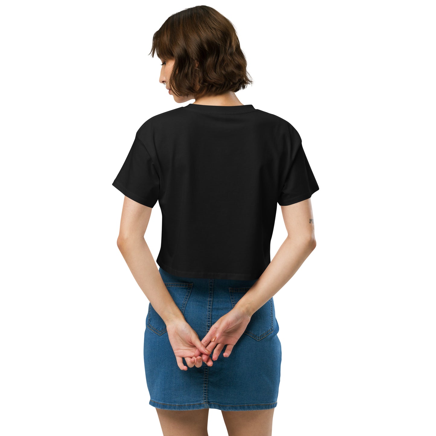 Women’s crop top I'M A FOREVER ANGEL I THINK OF HEAVEN THEN I EAT PIZZA (NEON PINK Text) by "Mark Anthony Gable Collection-FOREVER ANGEL"