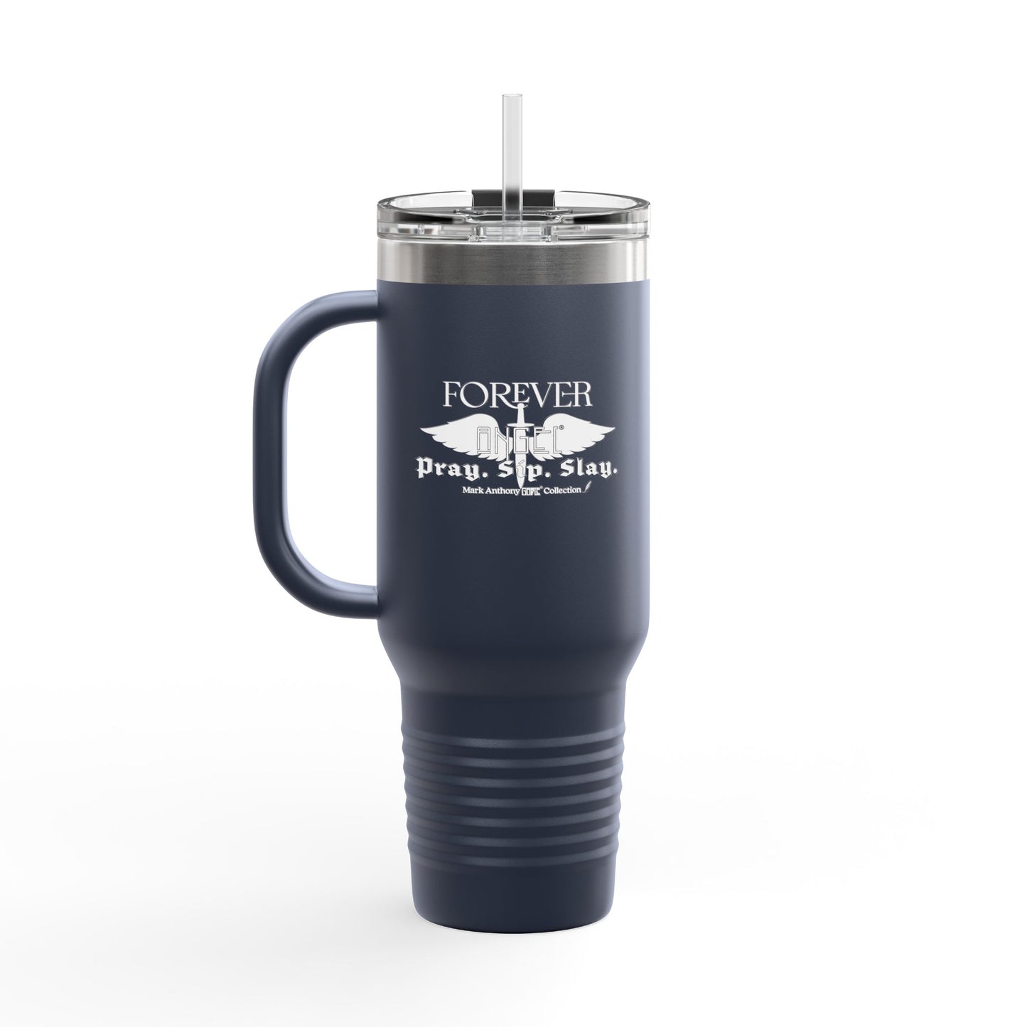 PRAY. SIP. SLAY. by Mark Anthony Gable® Collection Forever Angel® Insulated Travel Mug, 40oz