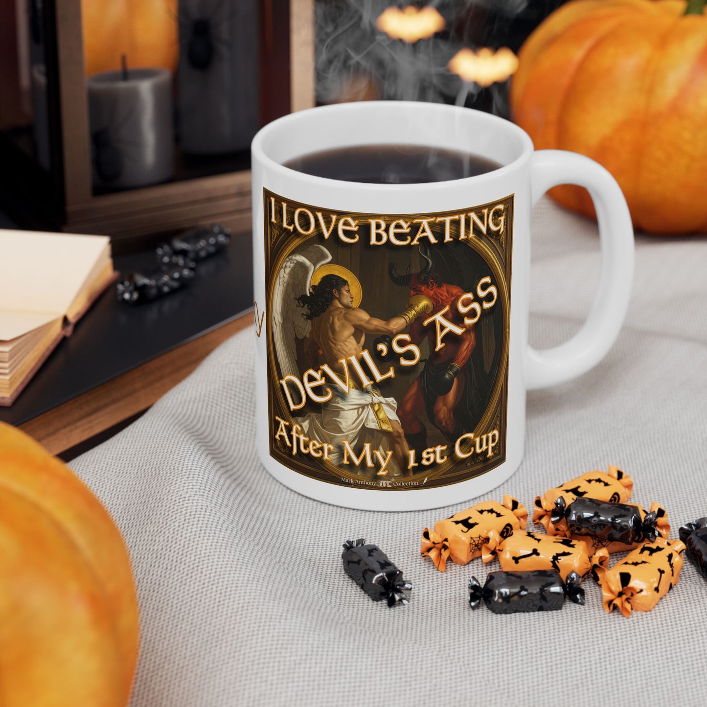 Personalized I Love Beating Devil’s Ass After My 1st Cup Coffee Mug | Custom Name | Mark Anthony Gable® Collection 11oz