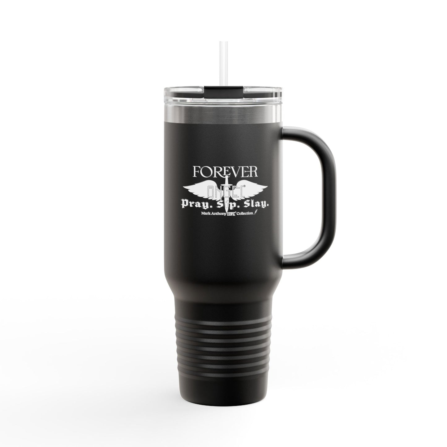 PRAY. SIP. SLAY. by Mark Anthony Gable® Collection Forever Angel® Insulated Travel Mug, 40oz