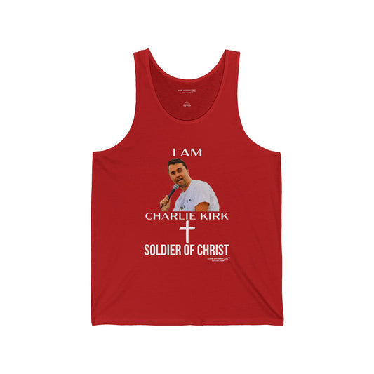 I AM CHARLIE KIRK SOLDIER OF CHRIST by MARK ANTHONY GABLE COLLECTION Unisex Jersey Tank