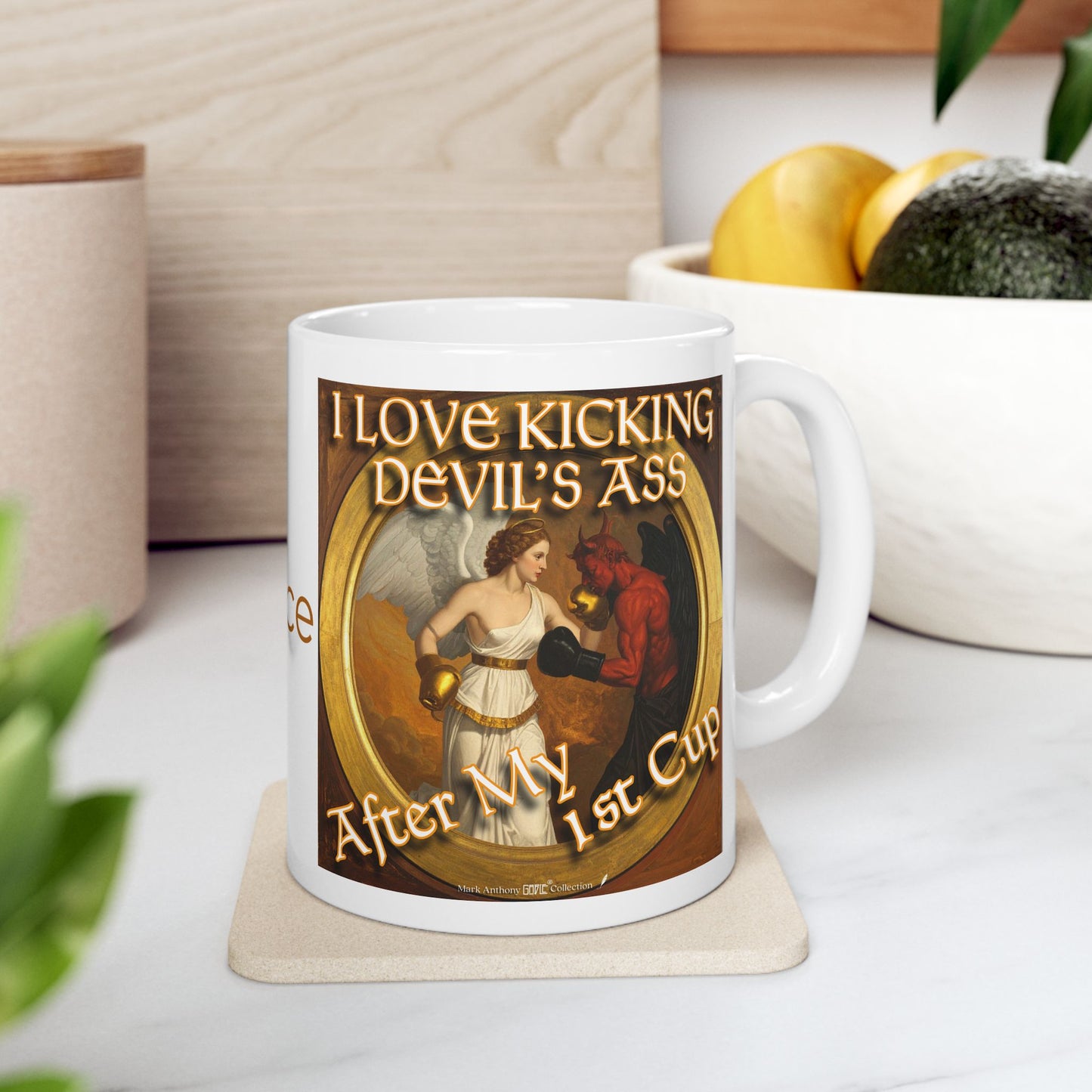 Personalized I Love Kicking Devil’s Ass After My 1st Cup Coffee Mug | Custom Name | Mark Anthony Gable® Collection 11oz