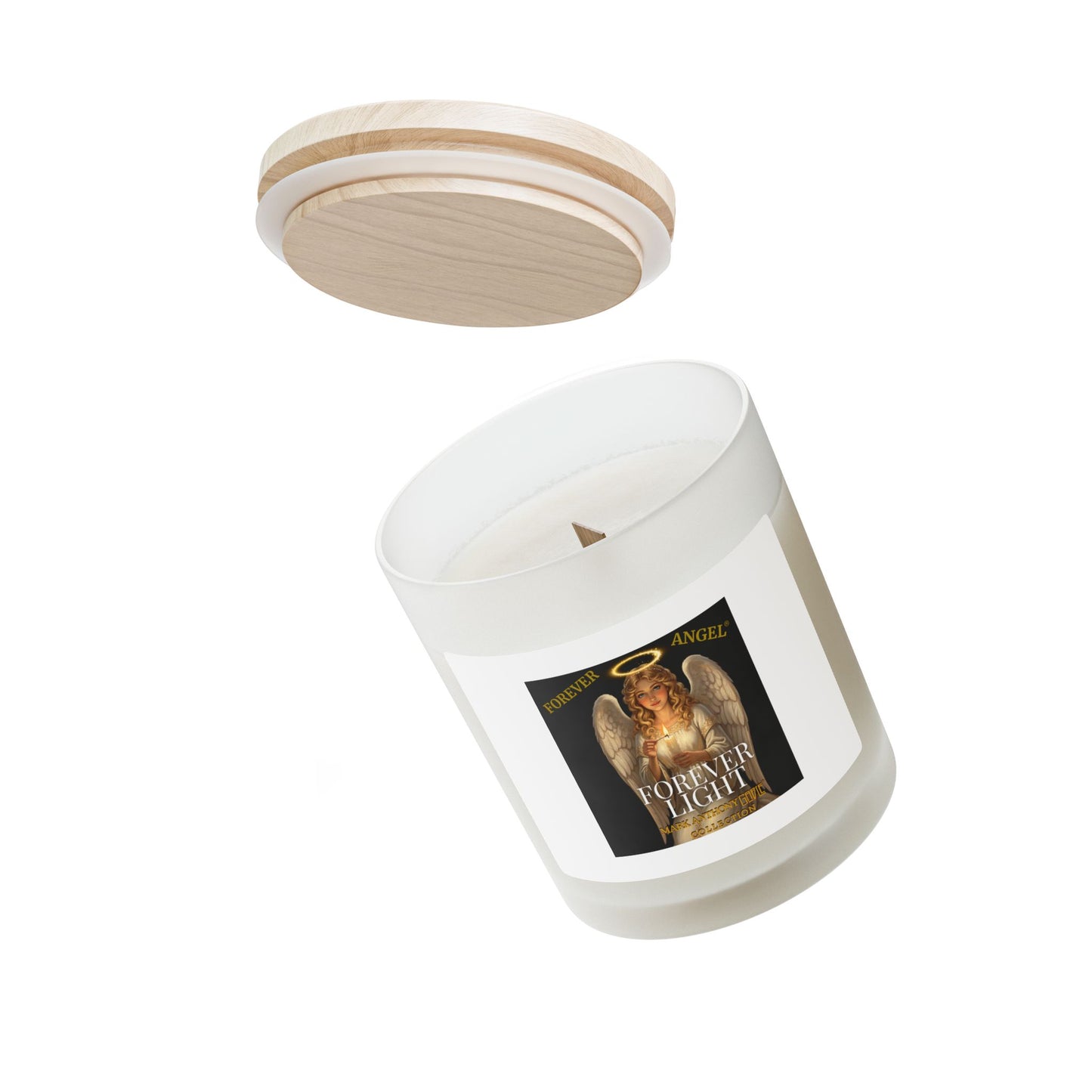 Forever Angel® Forever Light Candle 11oz Frosted Glass Soy Coconut Wax  Gift for Her  by "Mark Anthony Gable® Collection"