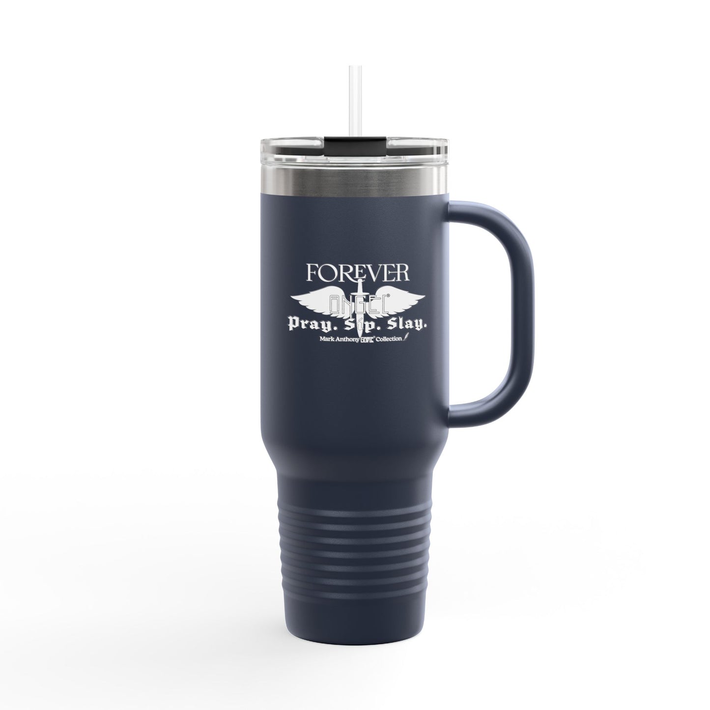 PRAY. SIP. SLAY. by Mark Anthony Gable® Collection Forever Angel® Insulated Travel Mug, 40oz