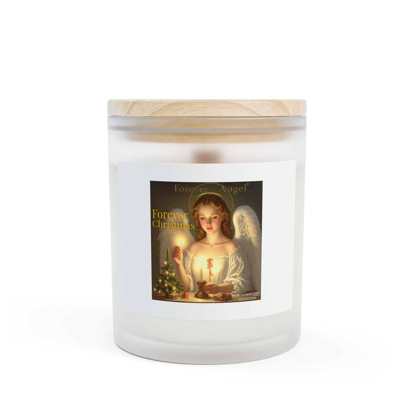 Forever Angel® Christmas Candle  11oz Frosted Glass Soy Coconut Wax Christmas Gift for Her by Mark Anthony Gable® Collection