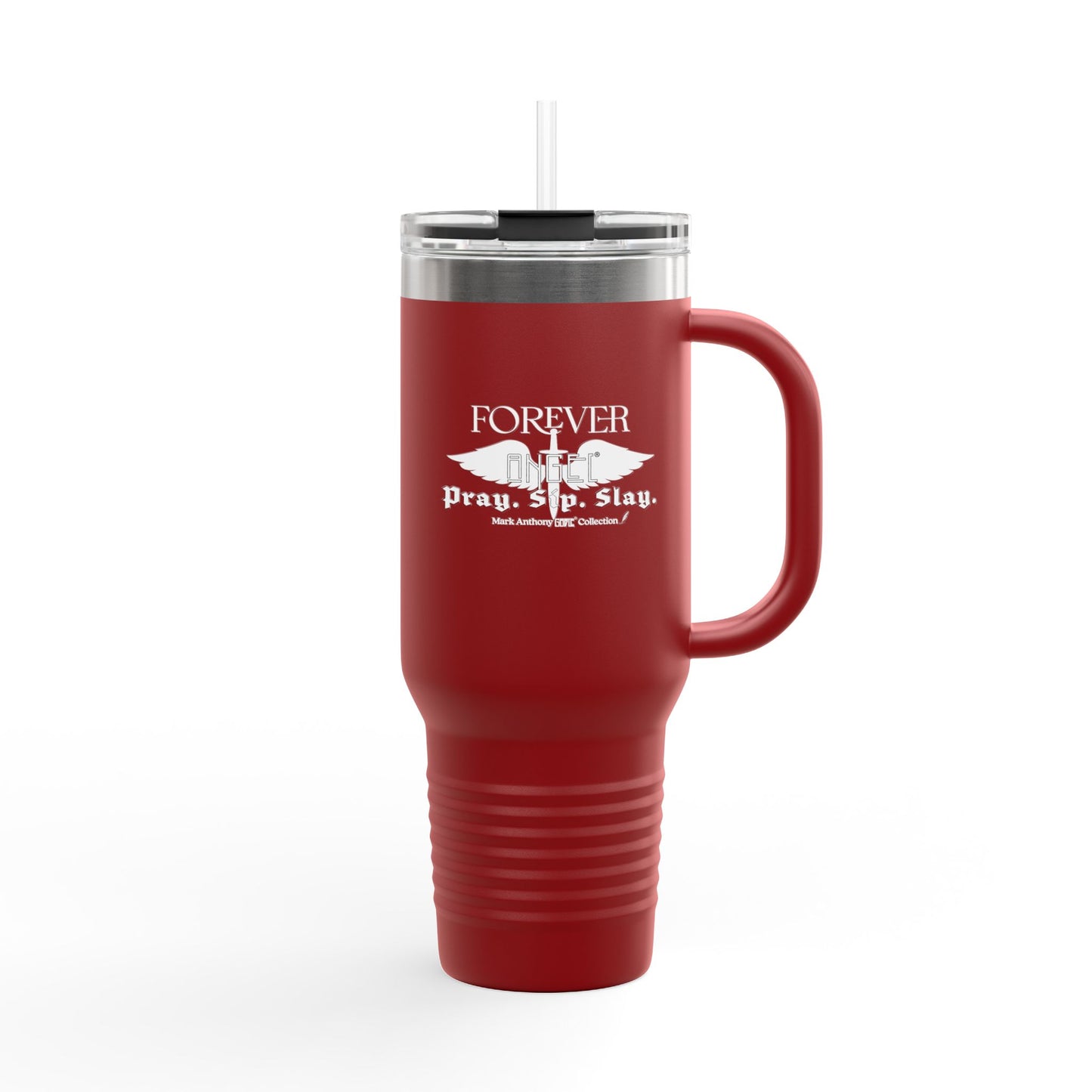 PRAY. SIP. SLAY. by Mark Anthony Gable® Collection Forever Angel® Insulated Travel Mug, 40oz