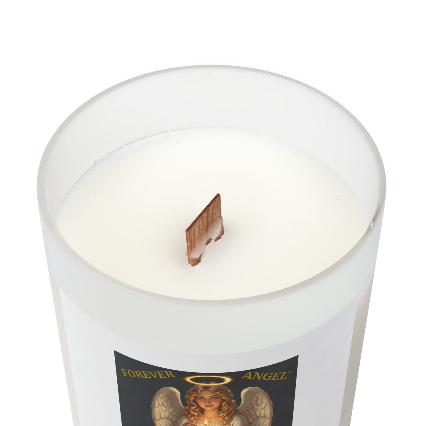 Forever Angel® Forever Light Candle 11oz Frosted Glass Soy Coconut Wax  Gift for Her  by "Mark Anthony Gable® Collection"