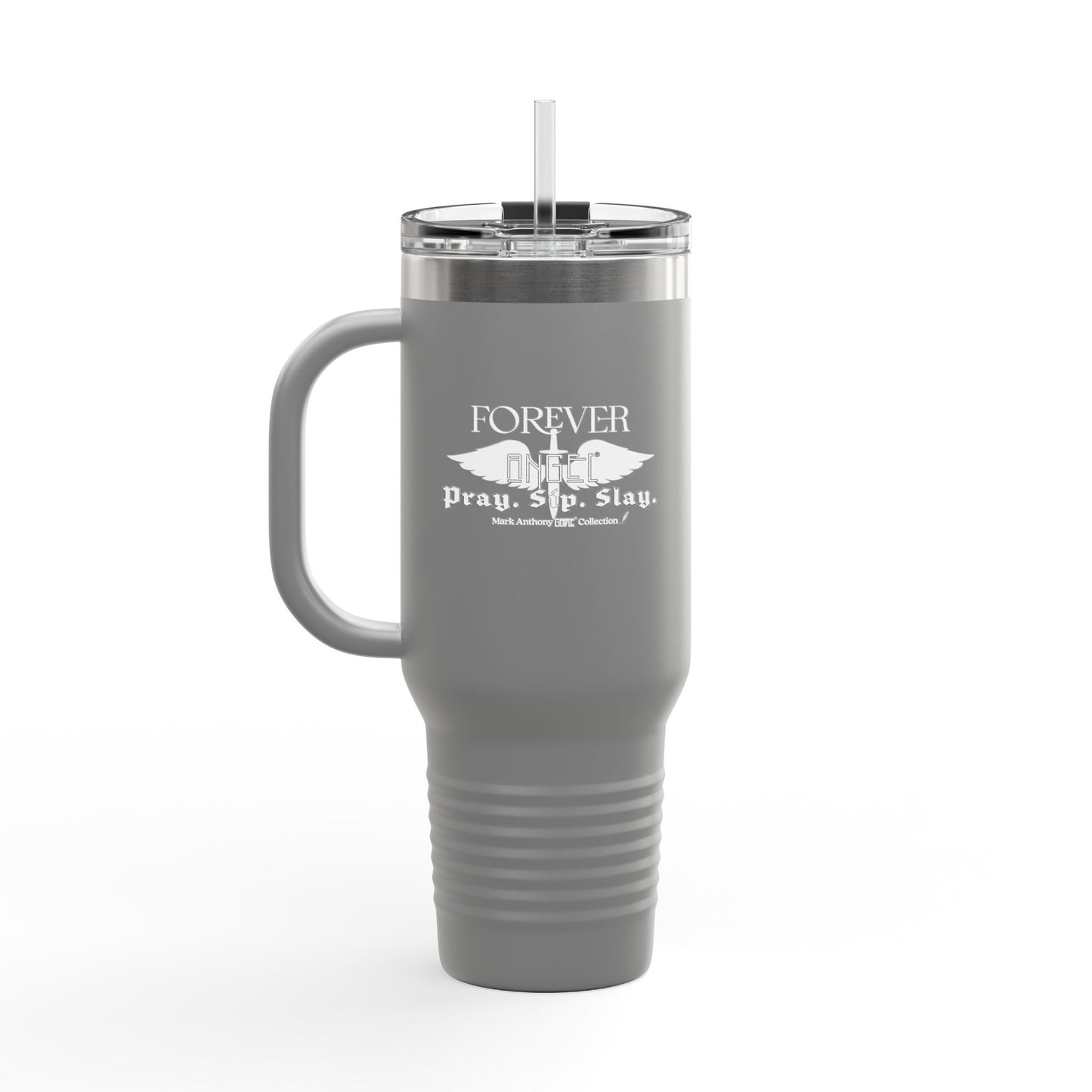 PRAY. SIP. SLAY. by Mark Anthony Gable® Collection Forever Angel® Insulated Travel Mug, 40oz
