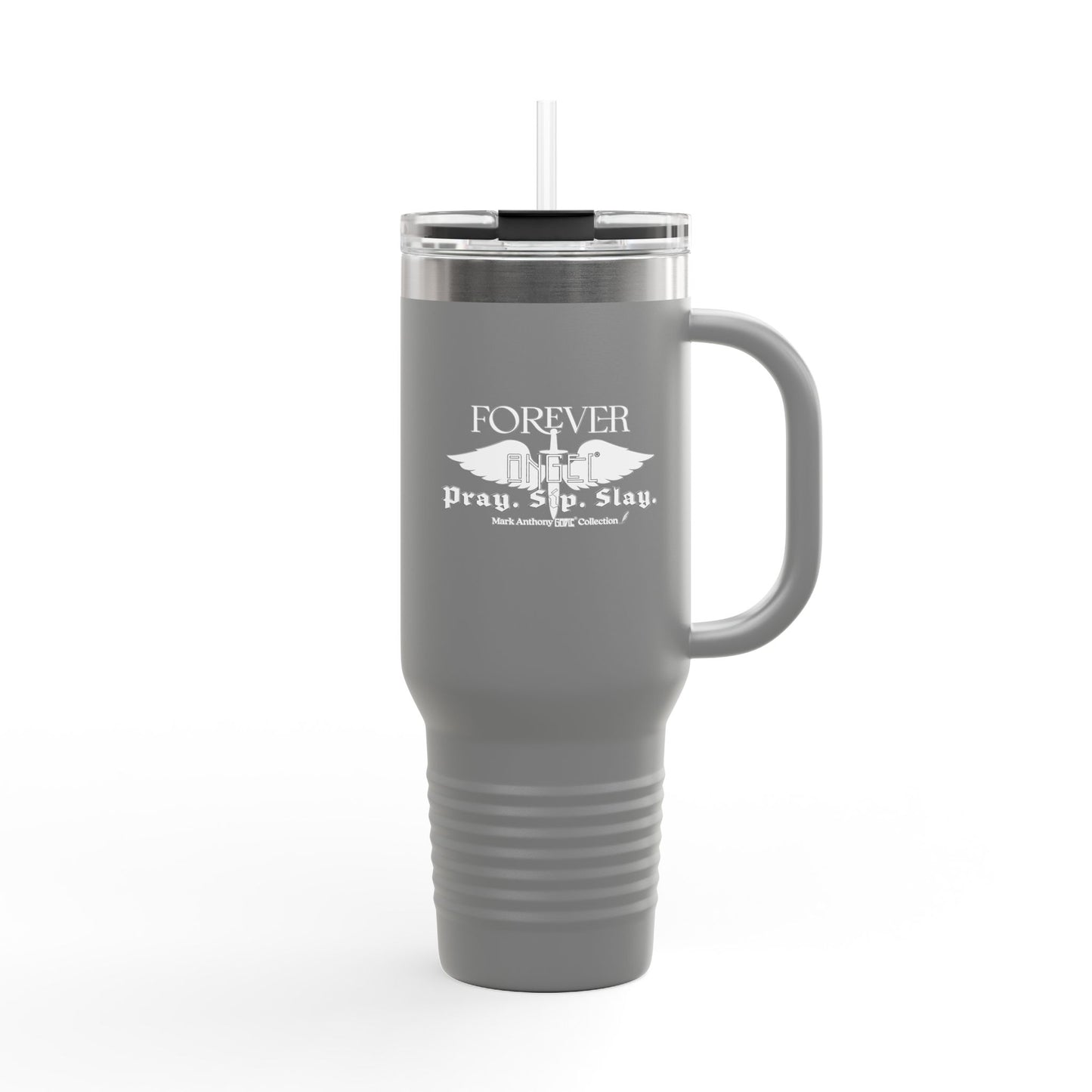 PRAY. SIP. SLAY. by Mark Anthony Gable® Collection Forever Angel® Insulated Travel Mug, 40oz