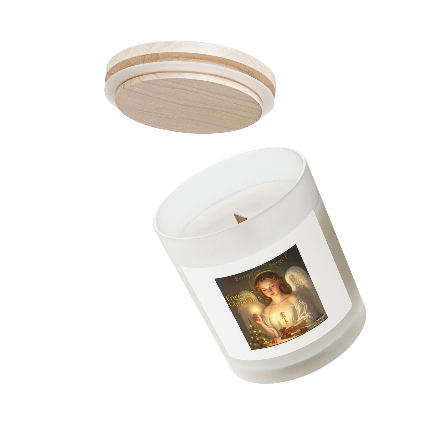 Forever Angel® Christmas Candle  11oz Frosted Glass Soy Coconut Wax Christmas Gift for Her by Mark Anthony Gable® Collection