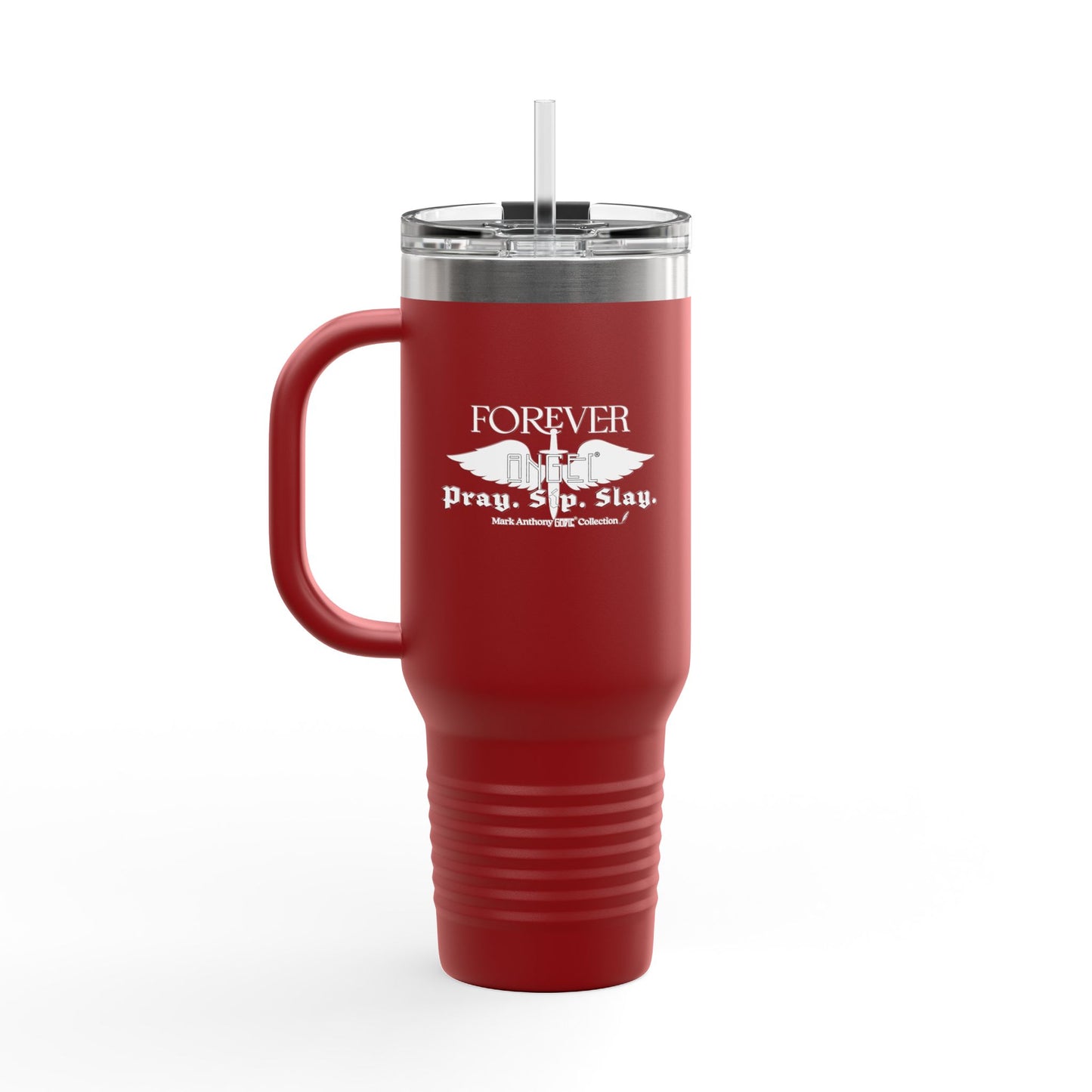PRAY. SIP. SLAY. by Mark Anthony Gable® Collection Forever Angel® Insulated Travel Mug, 40oz