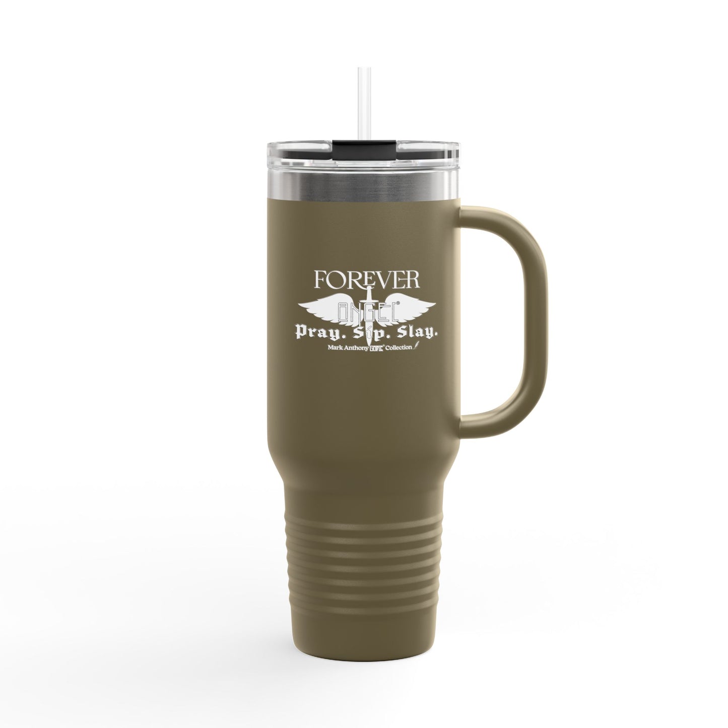 PRAY. SIP. SLAY. by Mark Anthony Gable® Collection Forever Angel® Insulated Travel Mug, 40oz