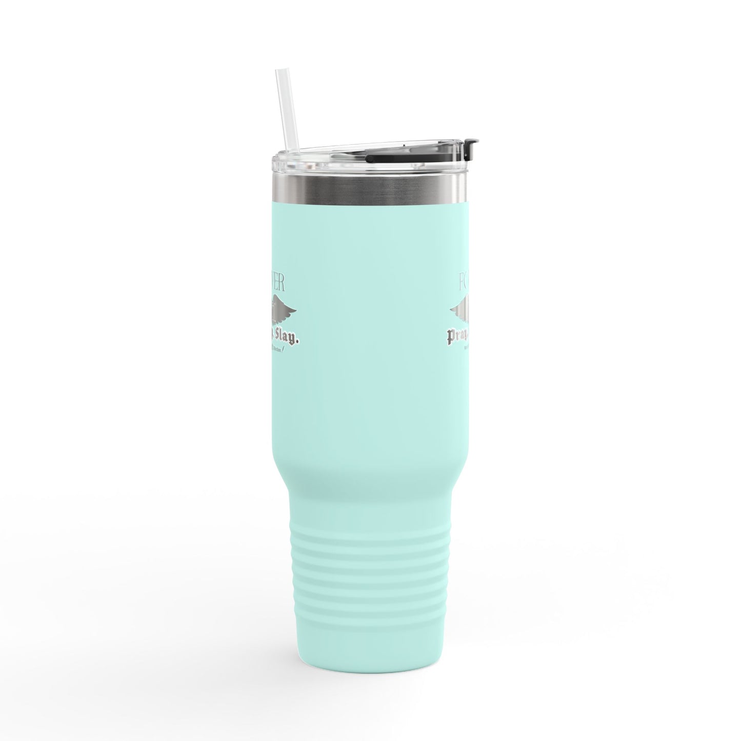 PRAY. SIP. SLAY. Black Font Edition by Mark Anthony Gable® Collection Forever Angel® Insulated Travel Mug, 40oz