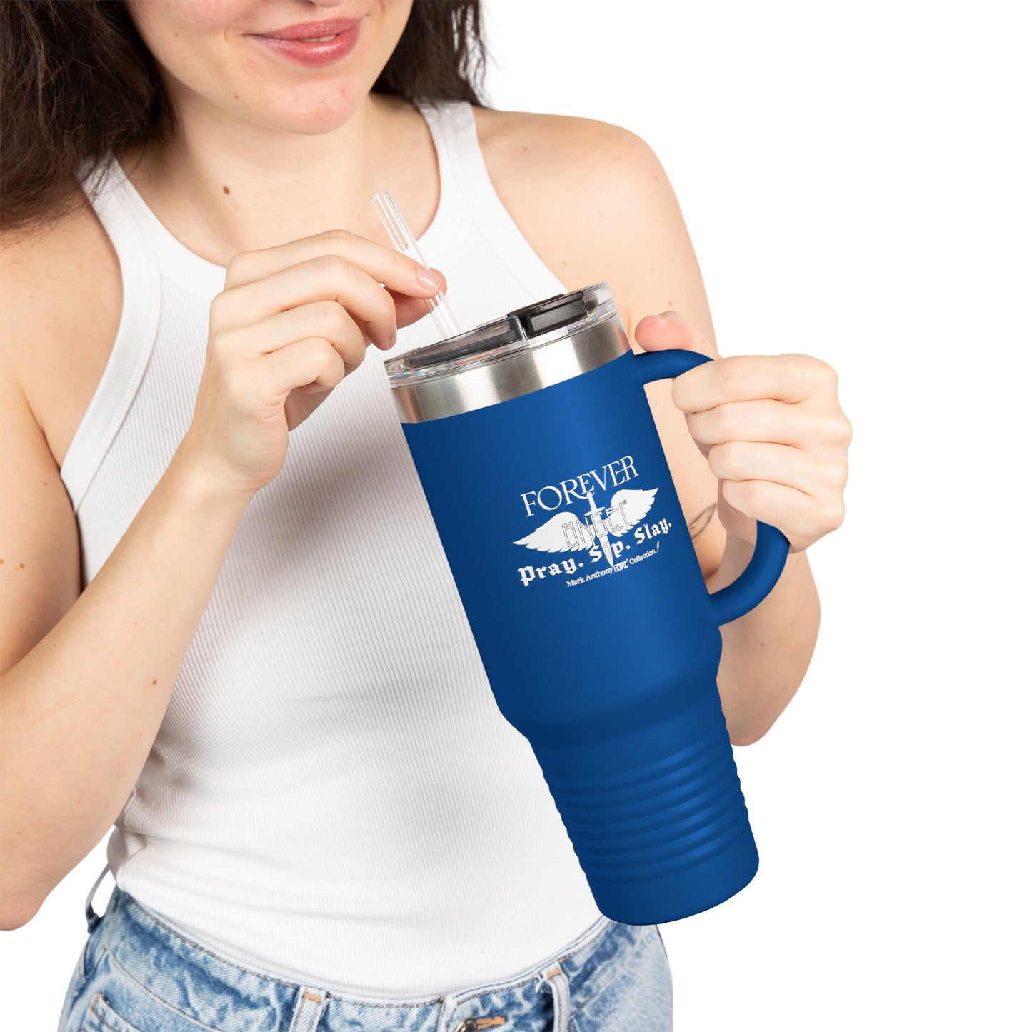 PRAY. SIP. SLAY. by Mark Anthony Gable® Collection Forever Angel® Insulated Travel Mug, 40oz