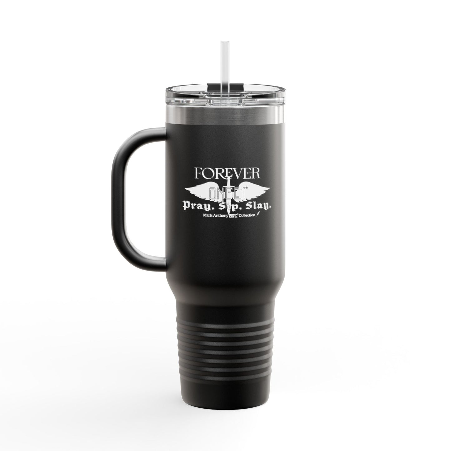 PRAY. SIP. SLAY. by Mark Anthony Gable® Collection Forever Angel® Insulated Travel Mug, 40oz
