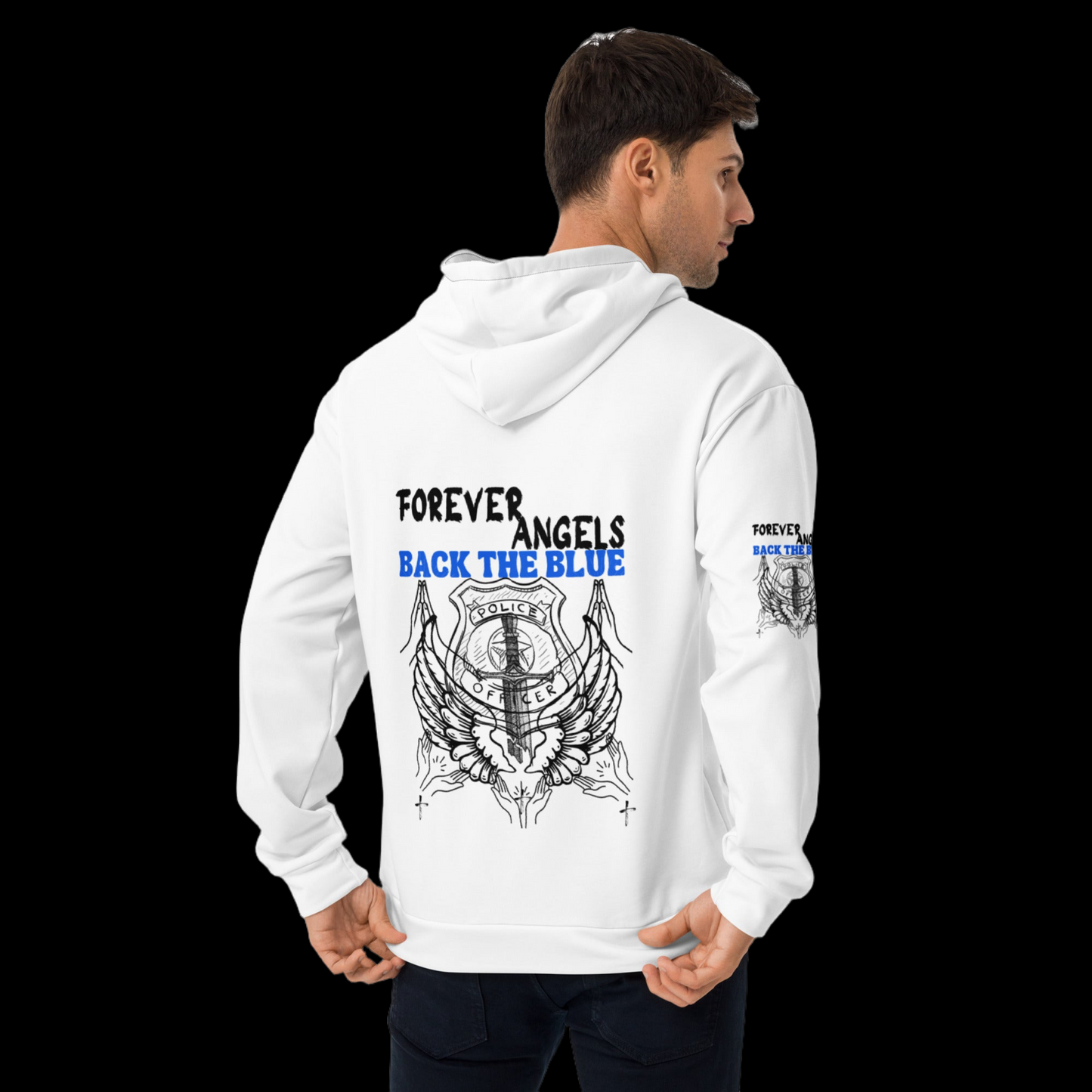 Unisex Hoodie FOREVER ANGELS BACK THE BLUE by “Mark Anthony Gable Collection-FOREVER ANGEL”