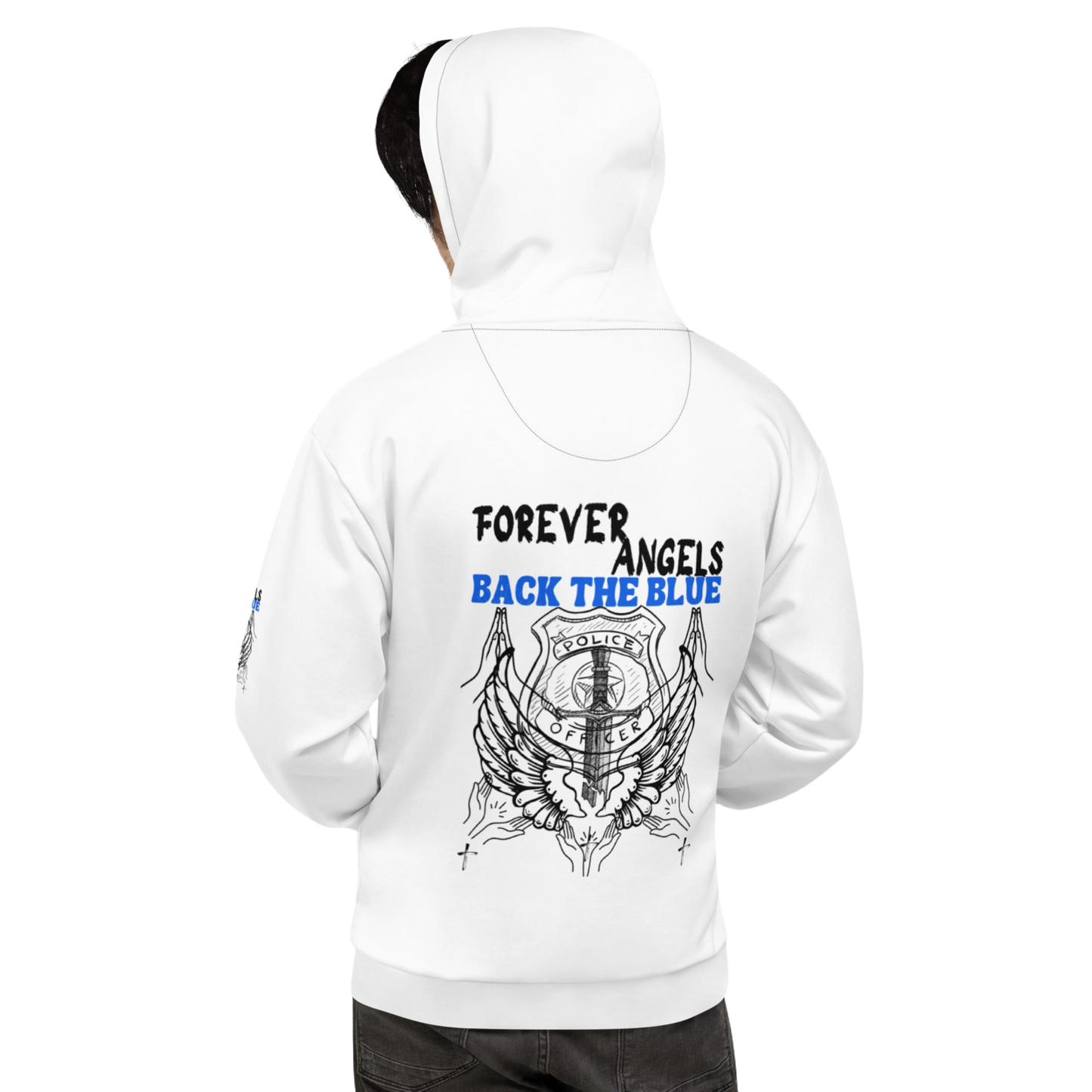 Unisex Hoodie FOREVER ANGELS BACK THE BLUE by “Mark Anthony Gable Collection-FOREVER ANGEL”