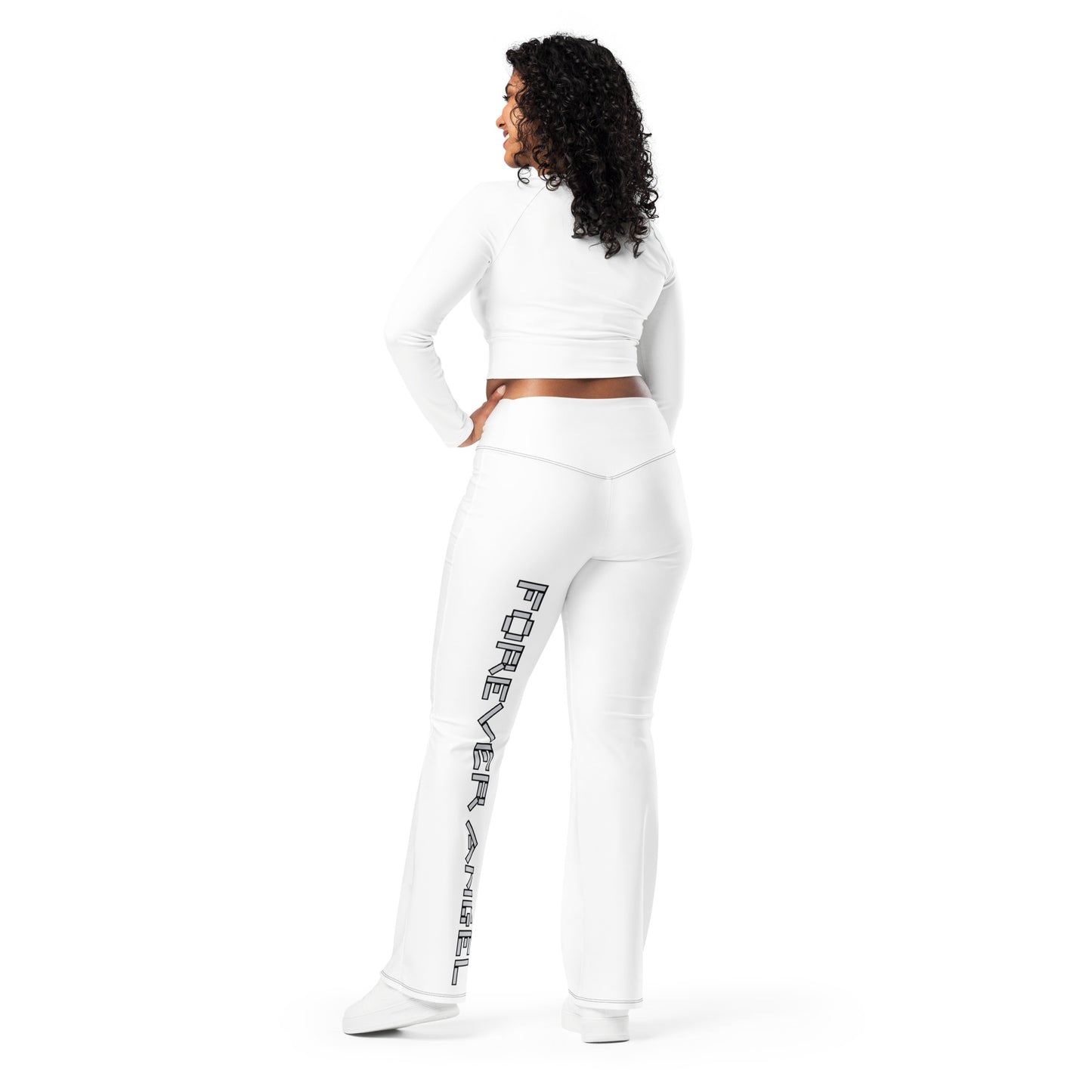 Flare leggings [WHITE COLOR] FOREVER ANGEL [SILVER & BLACK FONT] by “Mark Anthony Gable Collection-FOREVER ANGEL”