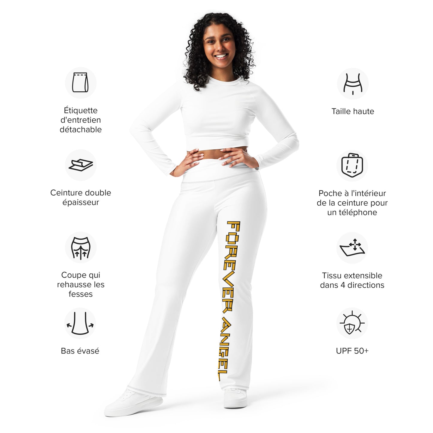 Flare leggings [WHITE COLOR] FOREVER ANGEL [GOLD FONT] by "Mark Anthony Gable Collection-FOREVER ANGEL"