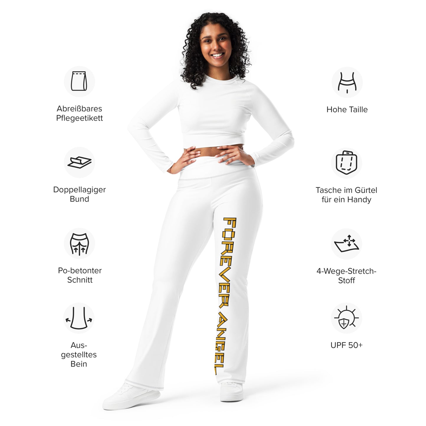 Flare leggings [WHITE COLOR] FOREVER ANGEL [GOLD FONT] by "Mark Anthony Gable Collection-FOREVER ANGEL"