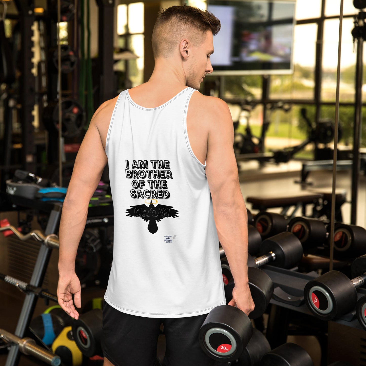 Unisex Tank Top I AM THE BROTHER OF THE SACRED CROW words and music by Mark Anthony Gable (c) “Mark Anthony Gable Collection”